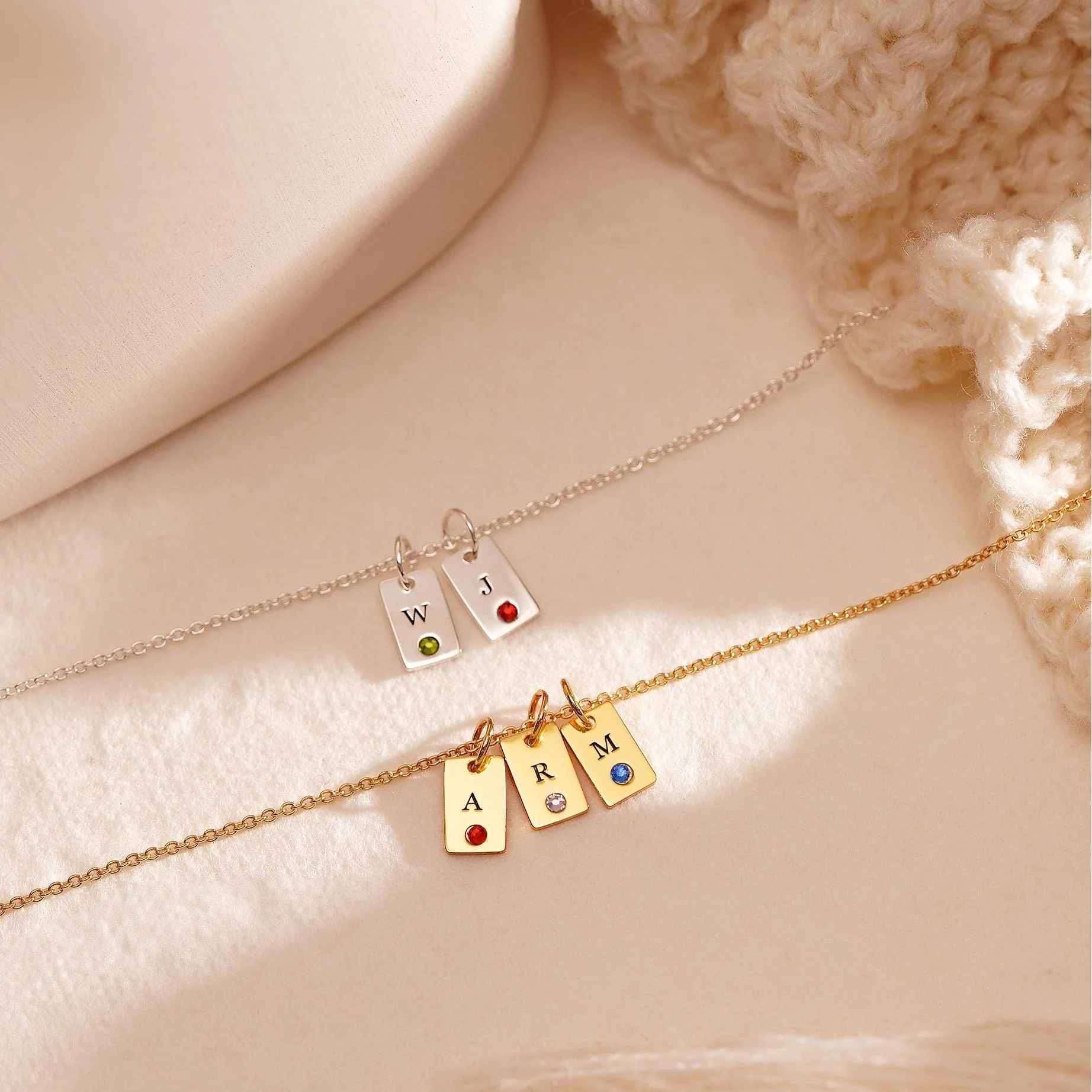 Personalized Birthstone Multiple Initial Necklace - Image 8