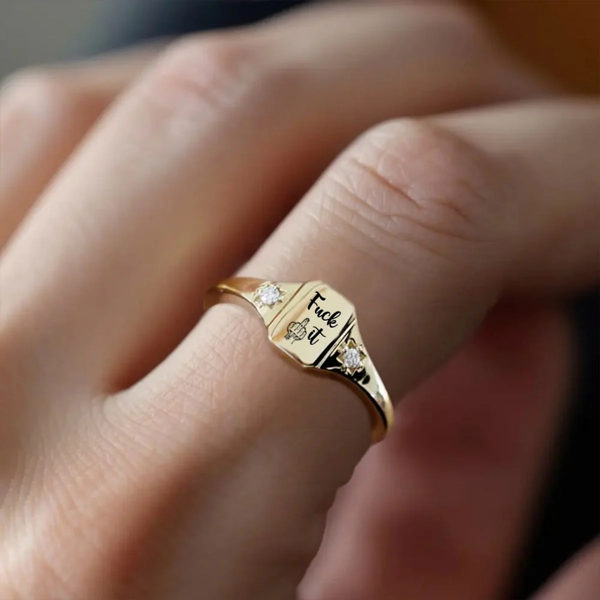 Personalized Birthstone Square Ring - Image 3