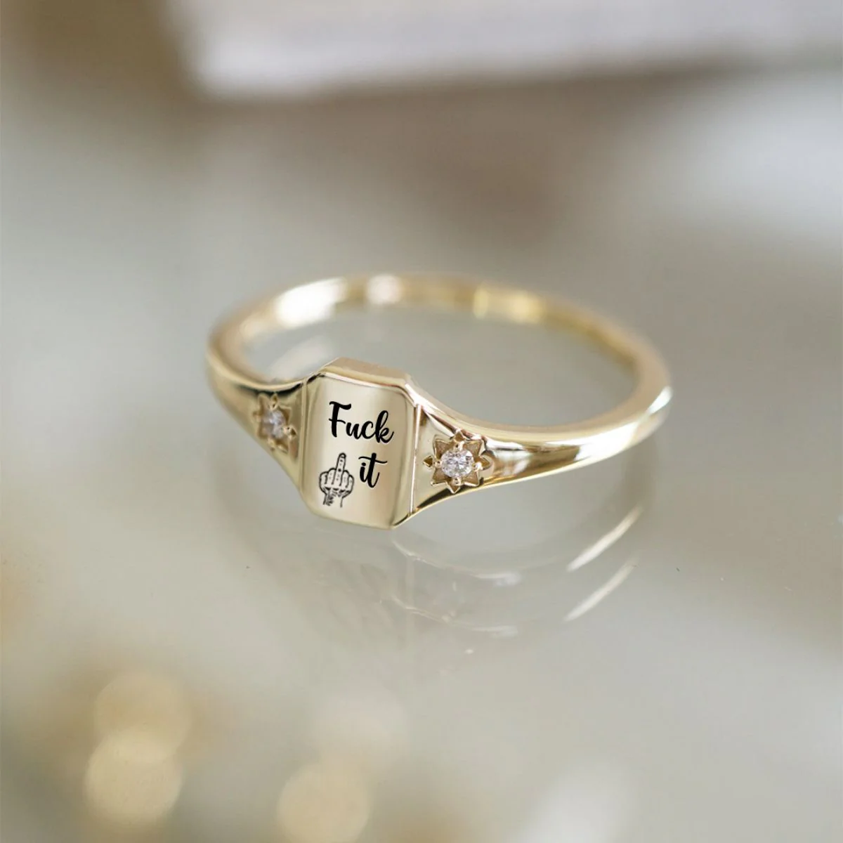 Personalized Birthstone Square Ring - Image 4