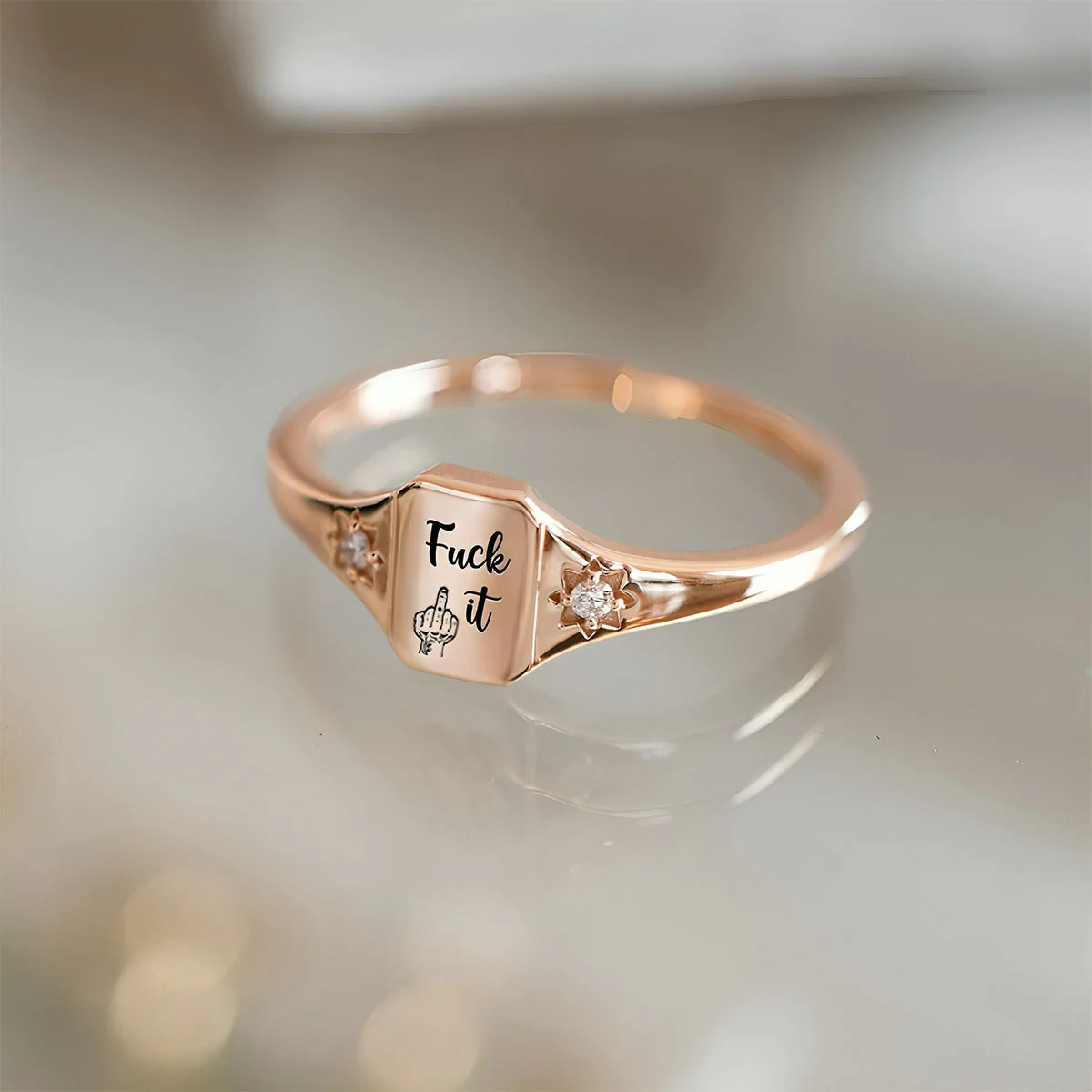 Personalized Birthstone Square Ring - Image 5