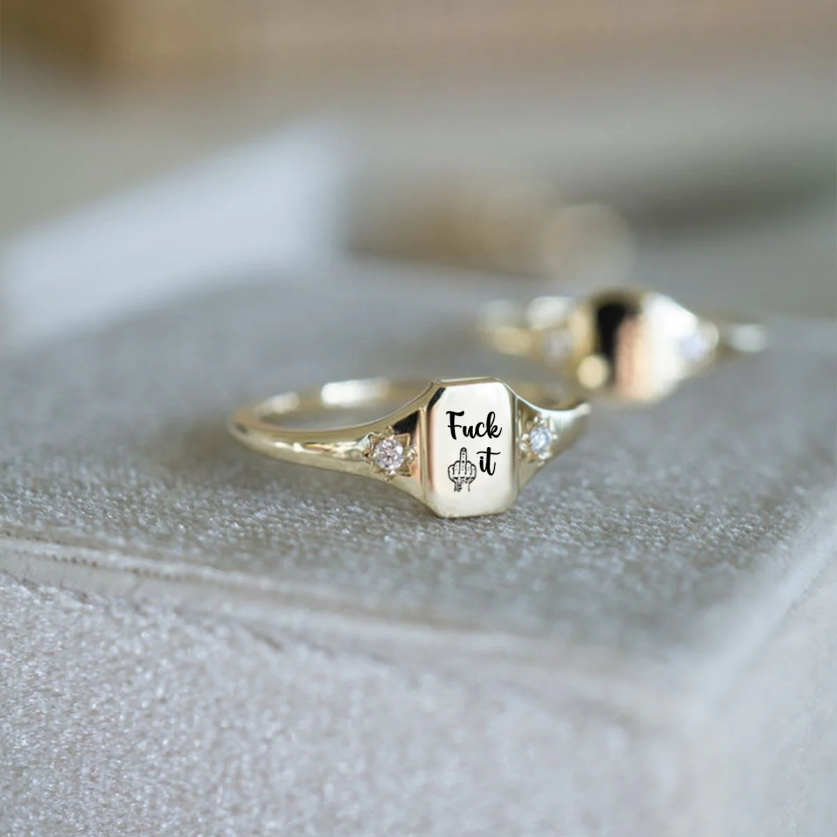 Personalized Birthstone Square Ring - Image 6