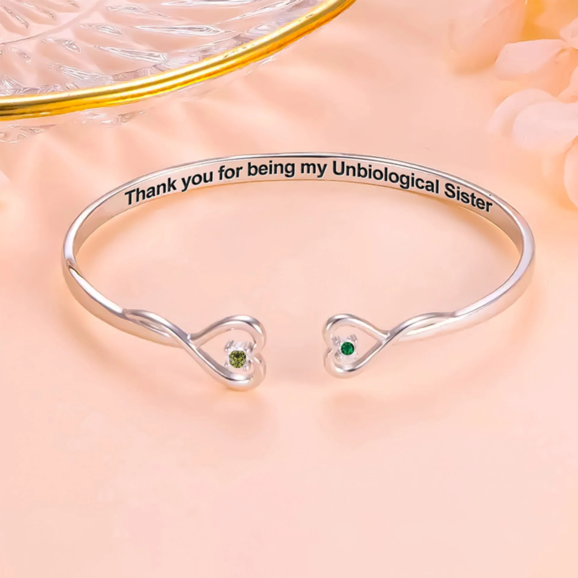 Personalized Birthstones Bracelet For Bestie, Best Friend - Thank You For Being My Unbiological Sister - Image 5
