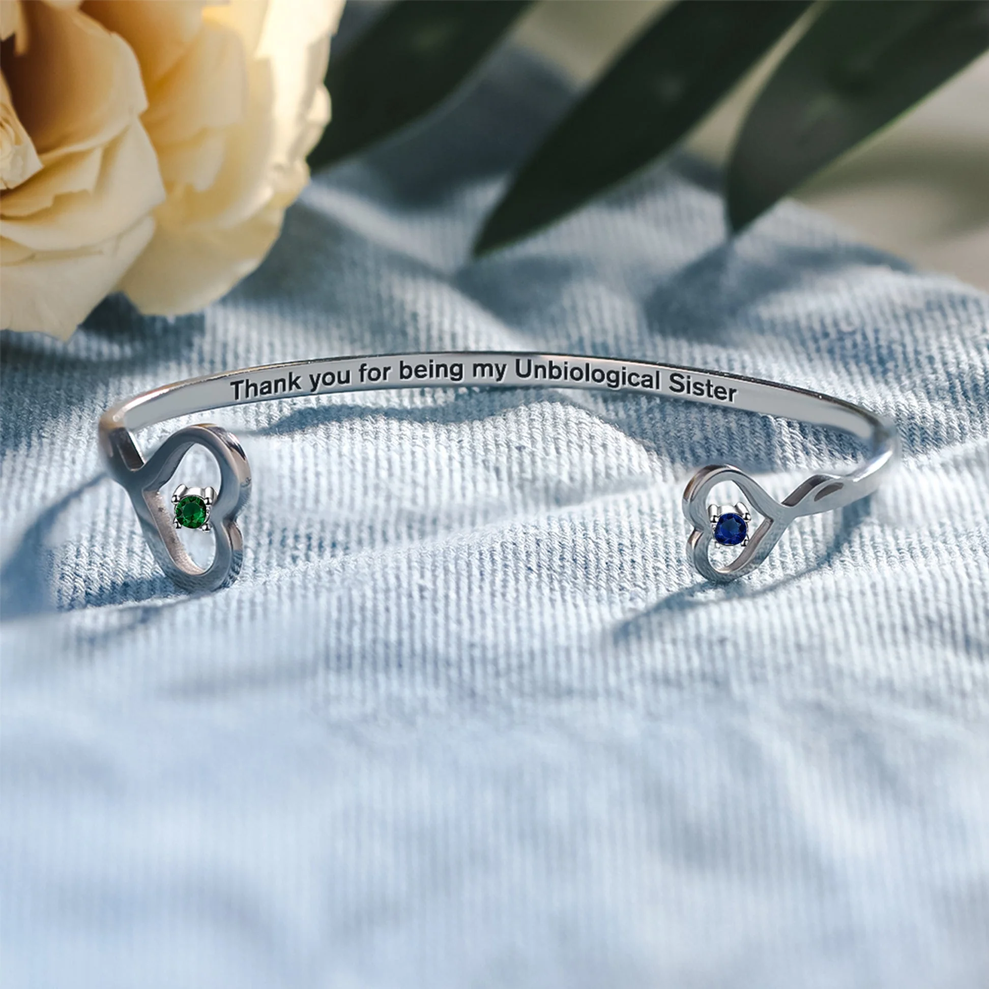 Personalized Birthstones Bracelet For Bestie, Best Friend - Thank You For Being My Unbiological Sister - Image 7