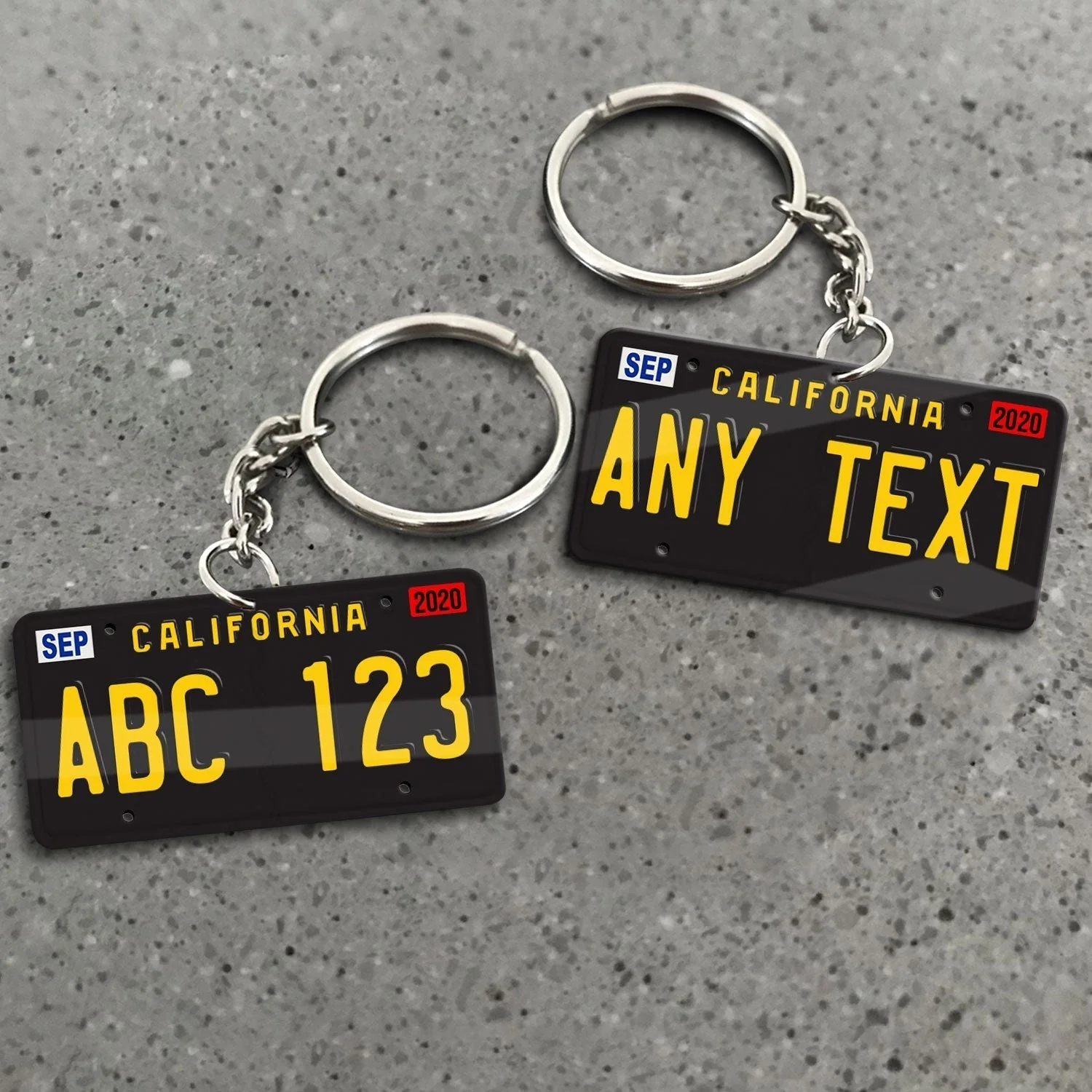 Personalized Black License Plate Acrylic Keychain