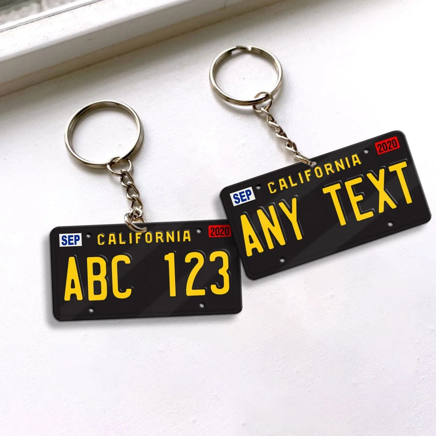 Personalized Black License Plate Acrylic Keychain - Image 3