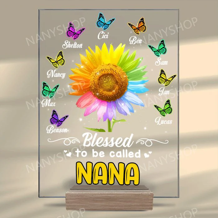 Personalized Blessed Butterfly Sunflower Mom Grandma Acrylic Plaque-Gift For Mom, Grandma - Image 3