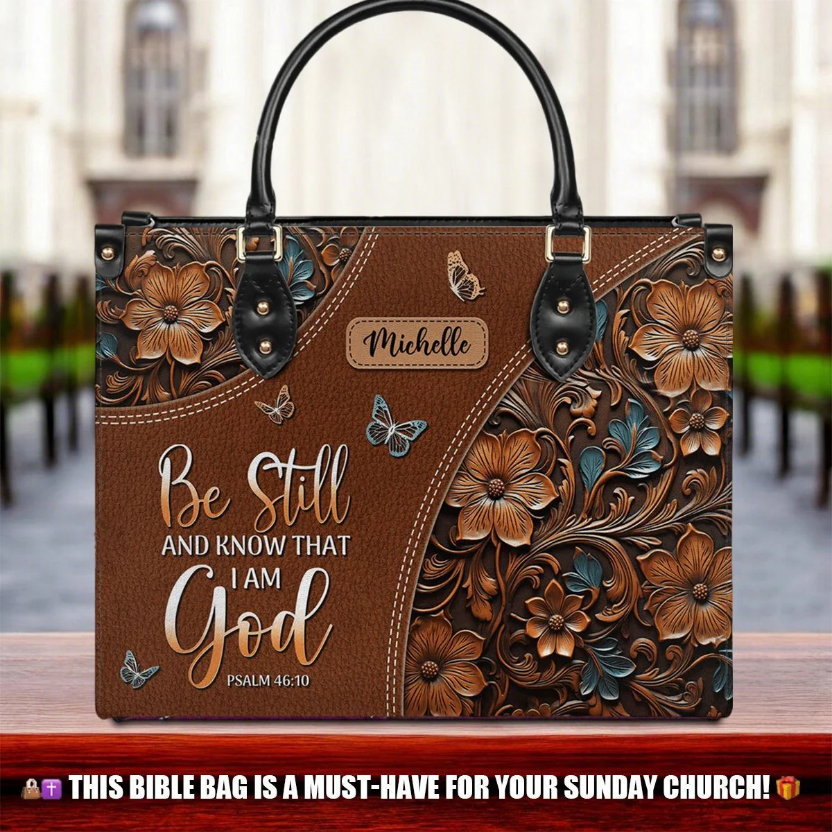 Personalized Blessed is the one who trusts in the Lord-Bible Verse Leather Bag - Image 5