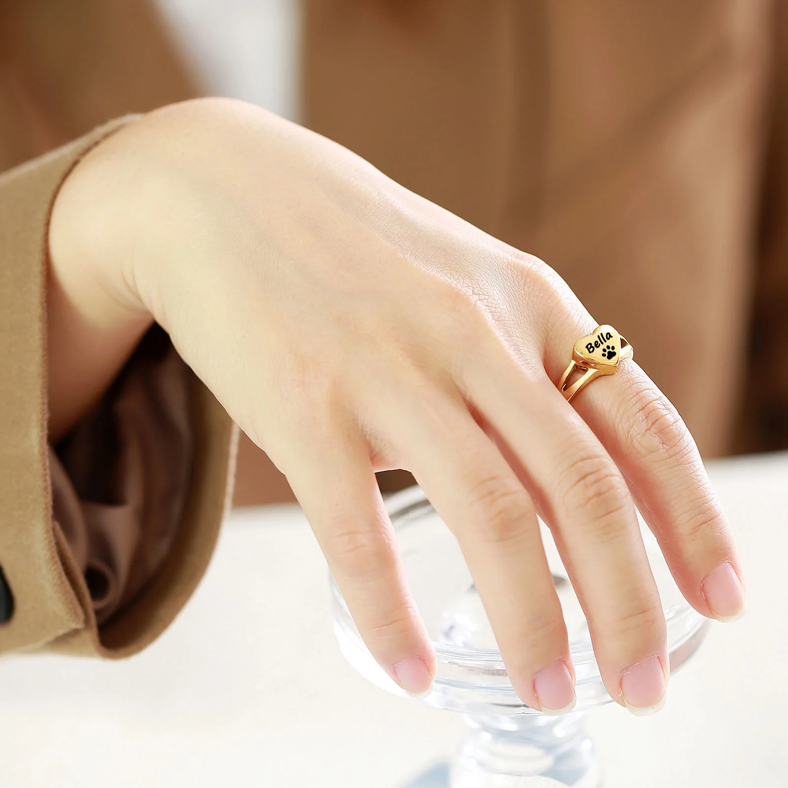 Personalized Bone Ashes Ring, Human/Pet Cremains Memorial Gift For Loss - Image 2