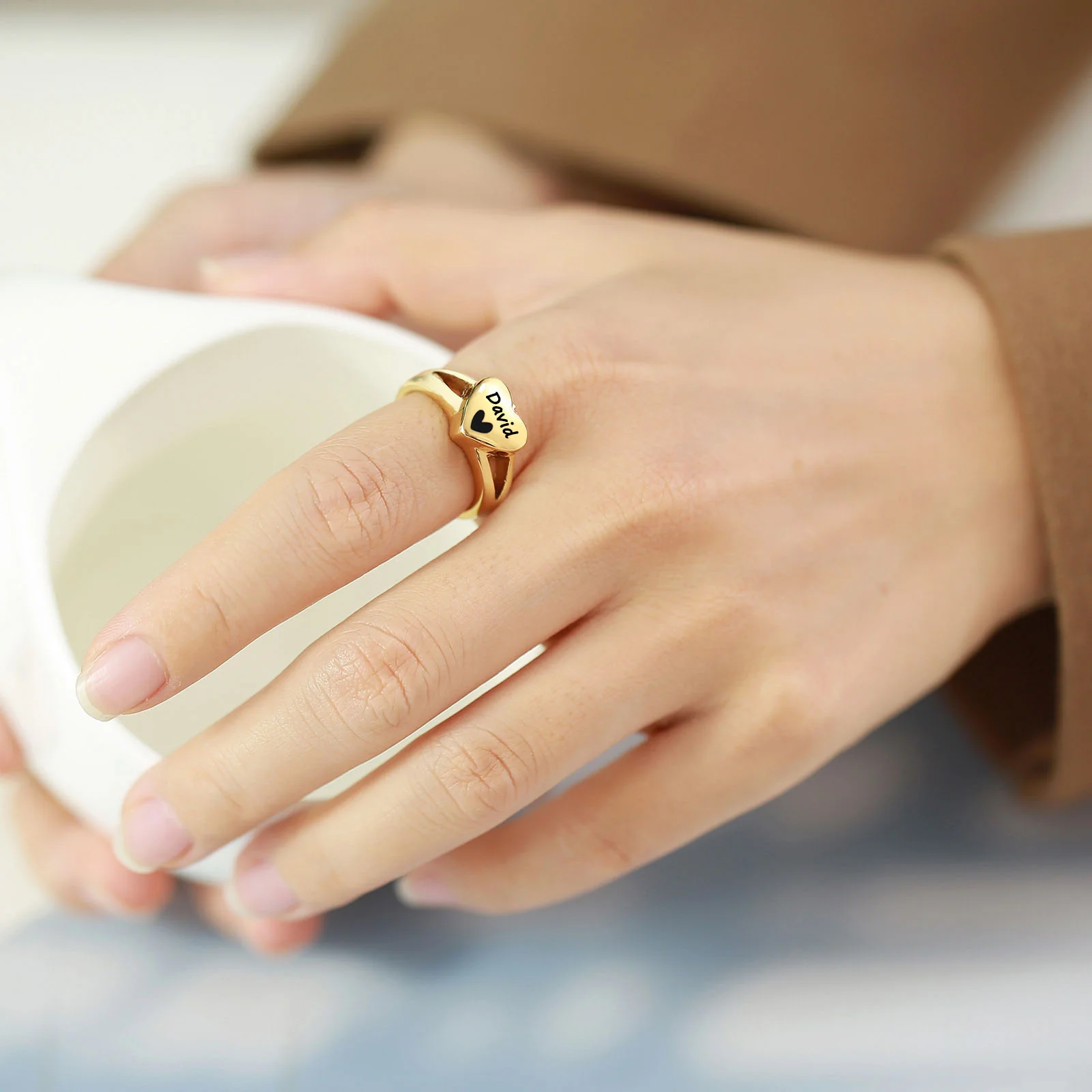 Personalized Bone Ashes Ring, Human/Pet Cremains Memorial Gift For Loss - Image 3