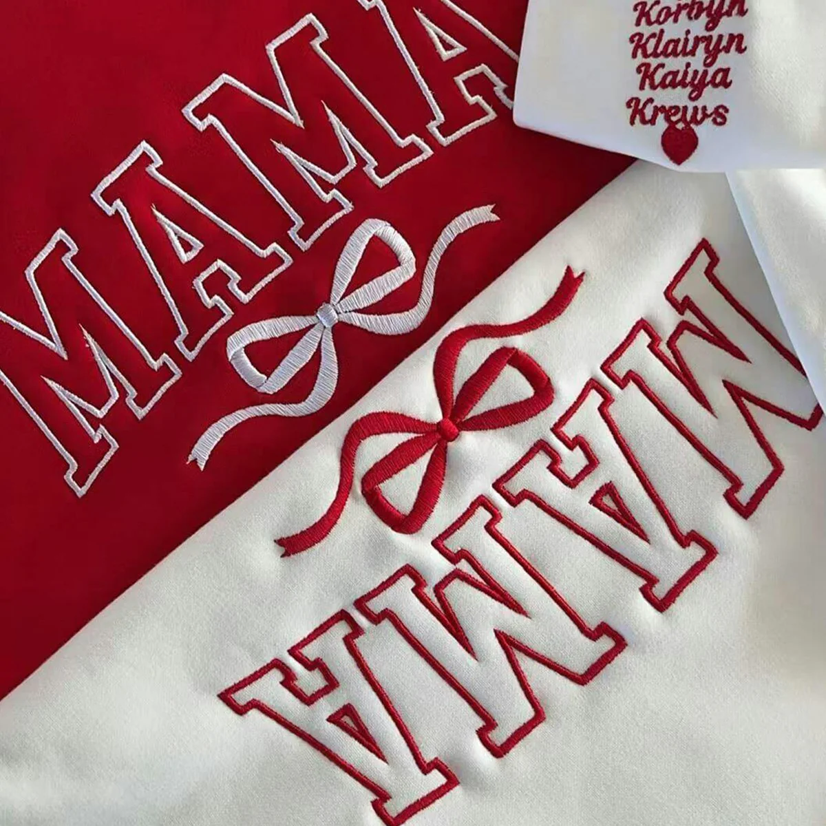 Personalized Bow College Mama Embroidered Sweatshirt - Image 4
