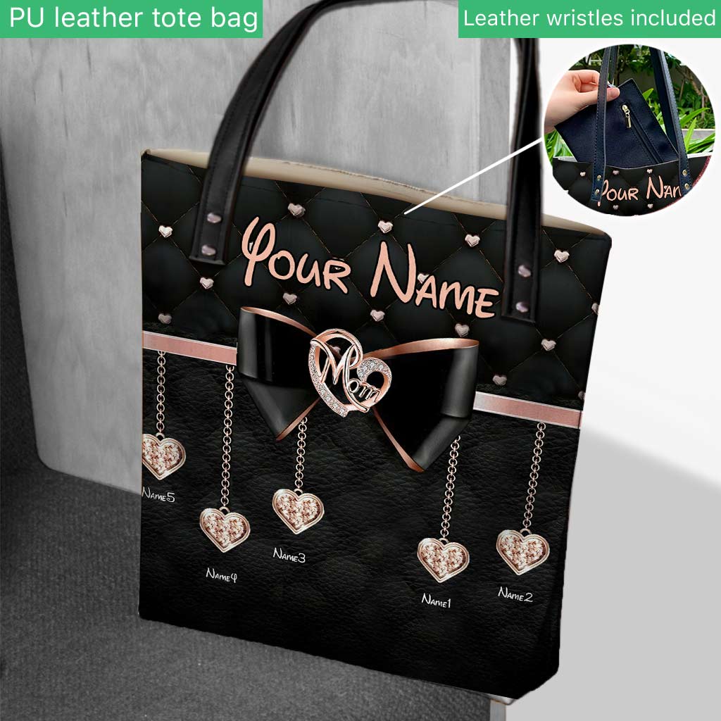 Personalized Bow tie Mom I Love You Cloth Tote Bag - Image 3