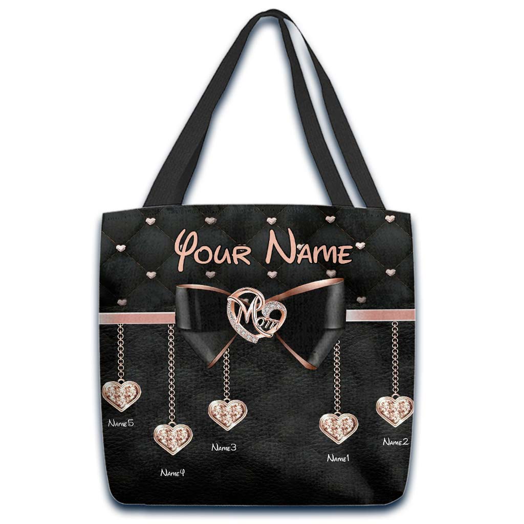 Personalized Bow tie Mom I Love You Cloth Tote Bag - Image 5