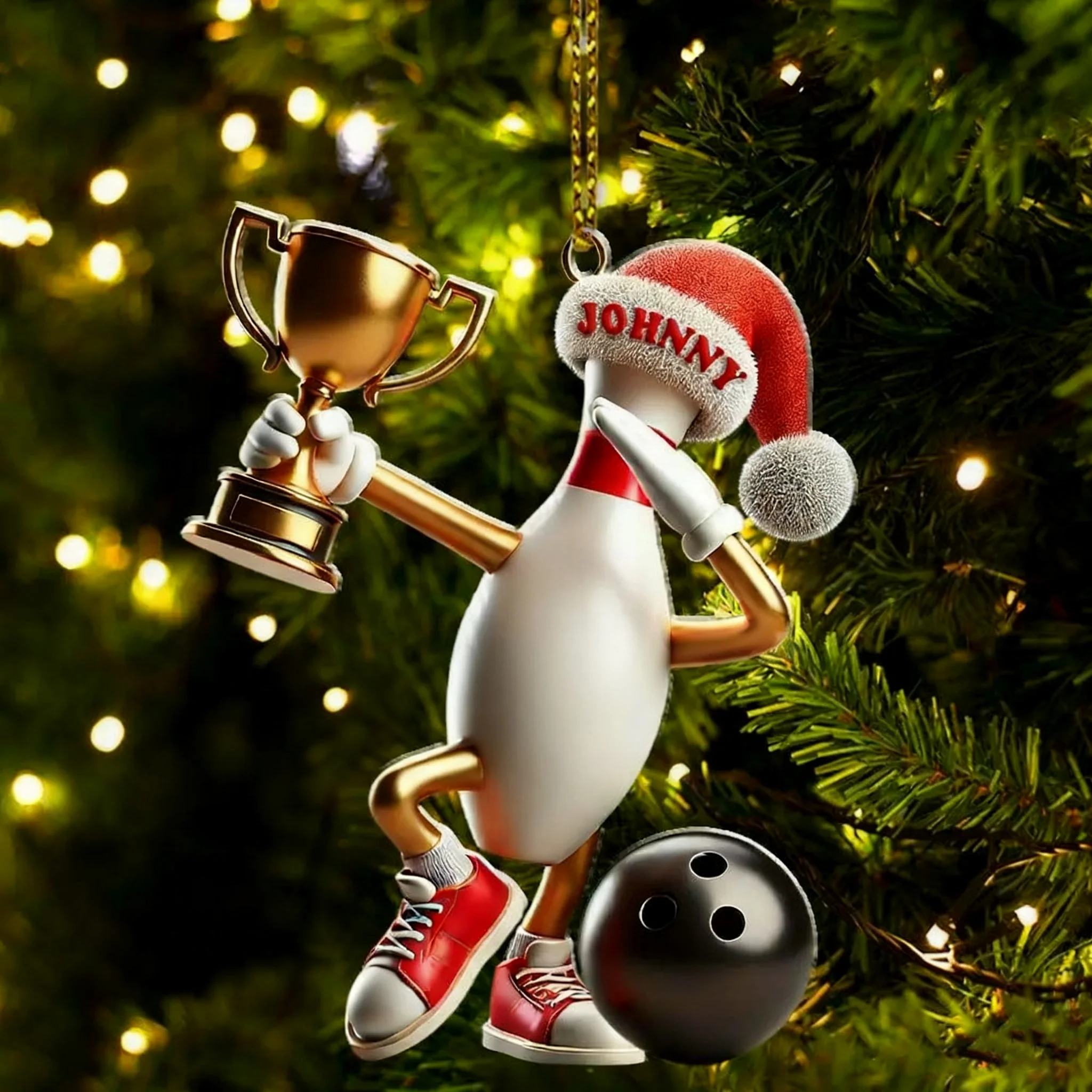 Personalized Bowling Acrylic Ornament Christmas Gift for Bowling Lover - Image 2