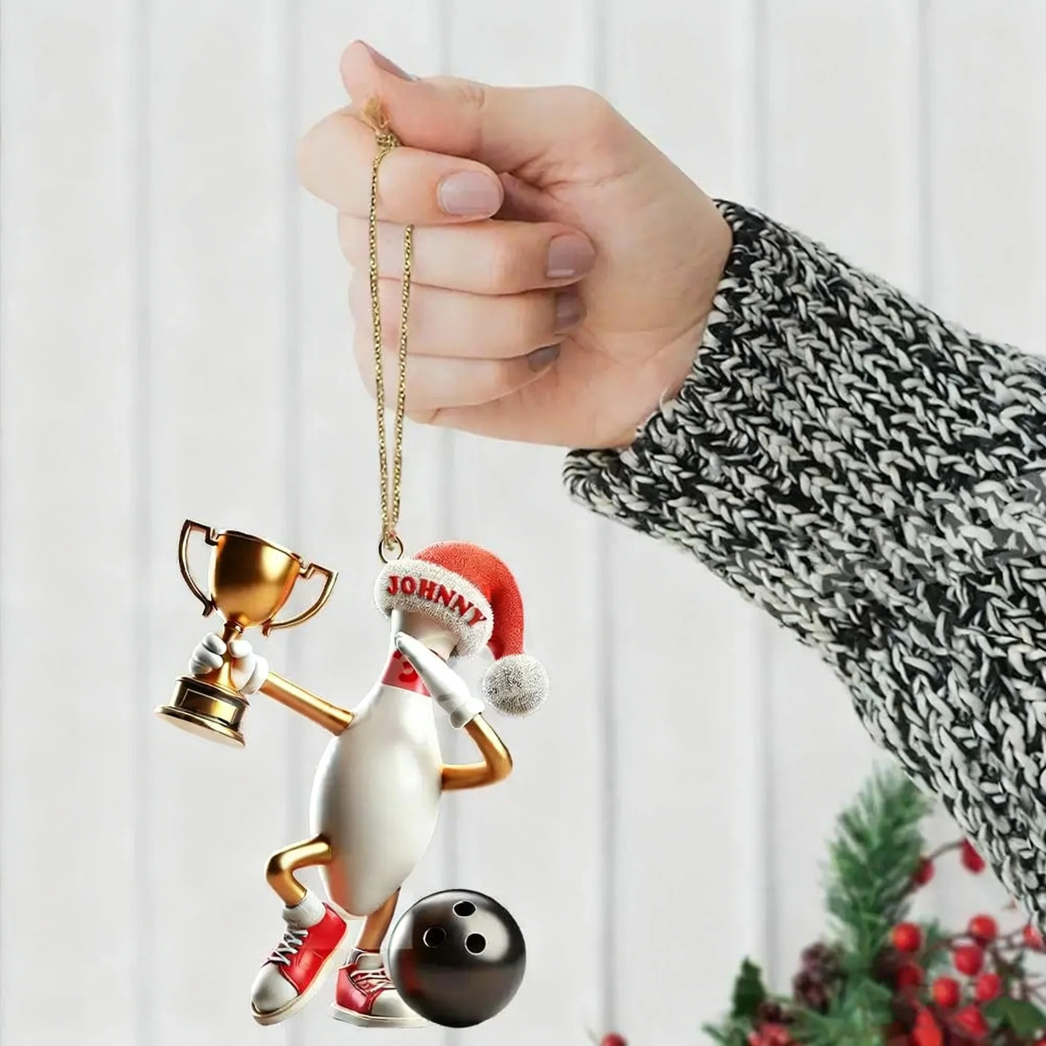 Personalized Bowling Acrylic Ornament Christmas Gift for Bowling Lover - Image 3