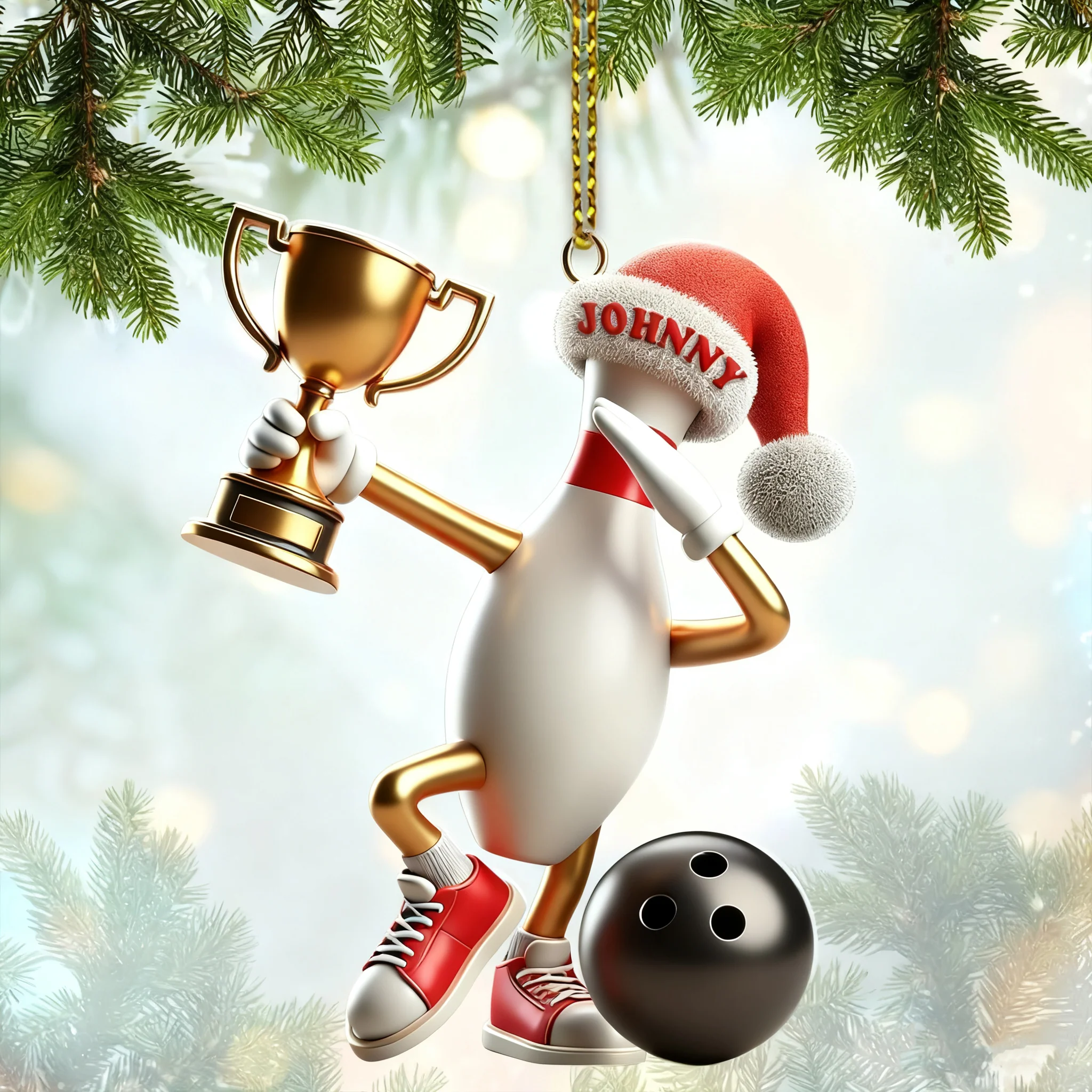 Personalized Bowling Acrylic Ornament Christmas Gift for Bowling Lover - Image 4