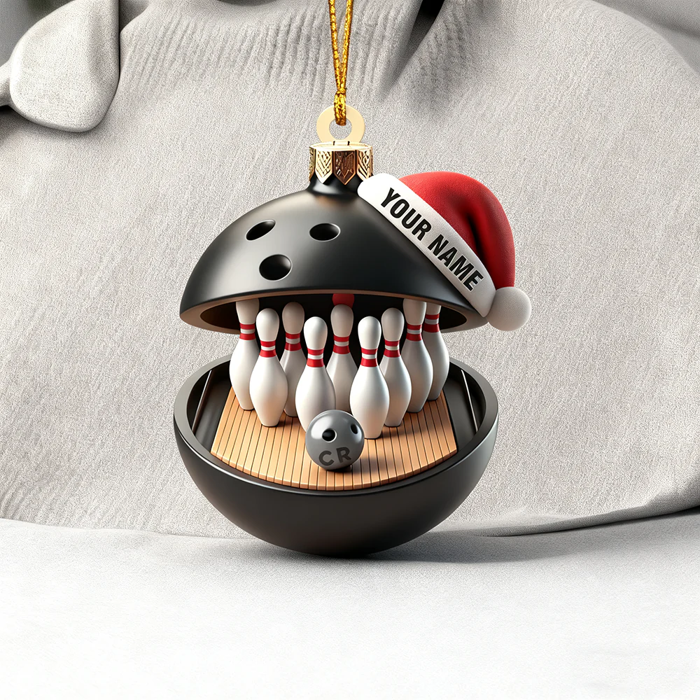 Personalized Bowling Lover Christmas Acrylic Ornament - Image 2