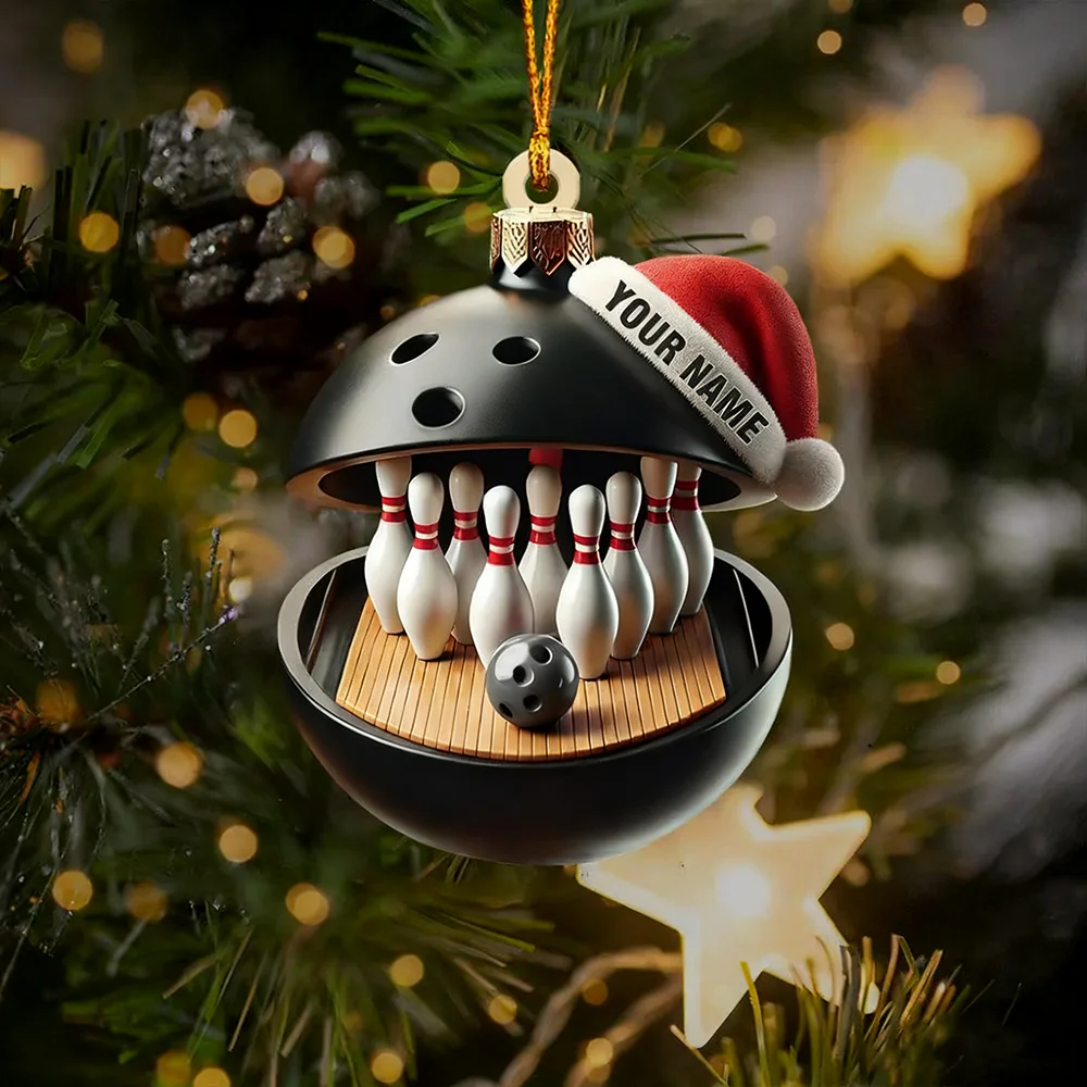 Personalized Bowling Lover Christmas Acrylic Ornament - Image 3