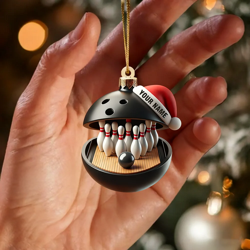 Personalized Bowling Lover Christmas Acrylic Ornament - Image 5