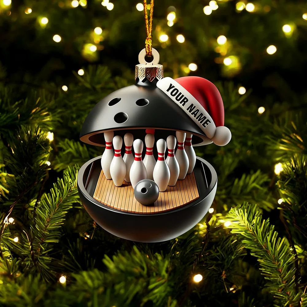 Personalized Bowling Lover Christmas Acrylic Ornament - Image 6
