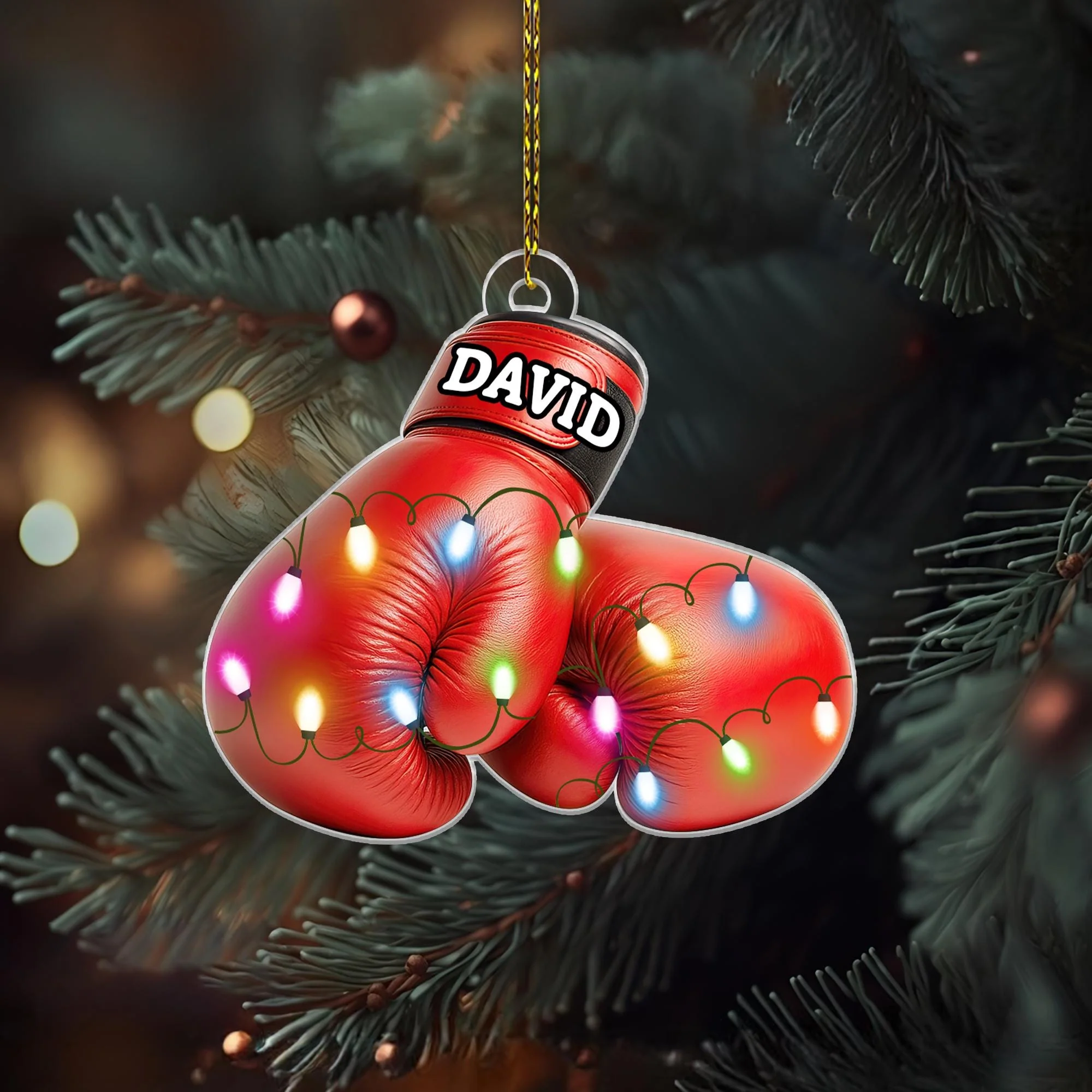 Personalized Boxing Glove Christmas Ornament 2025, Boxing Ornaments for Christmas Tree - Image 2
