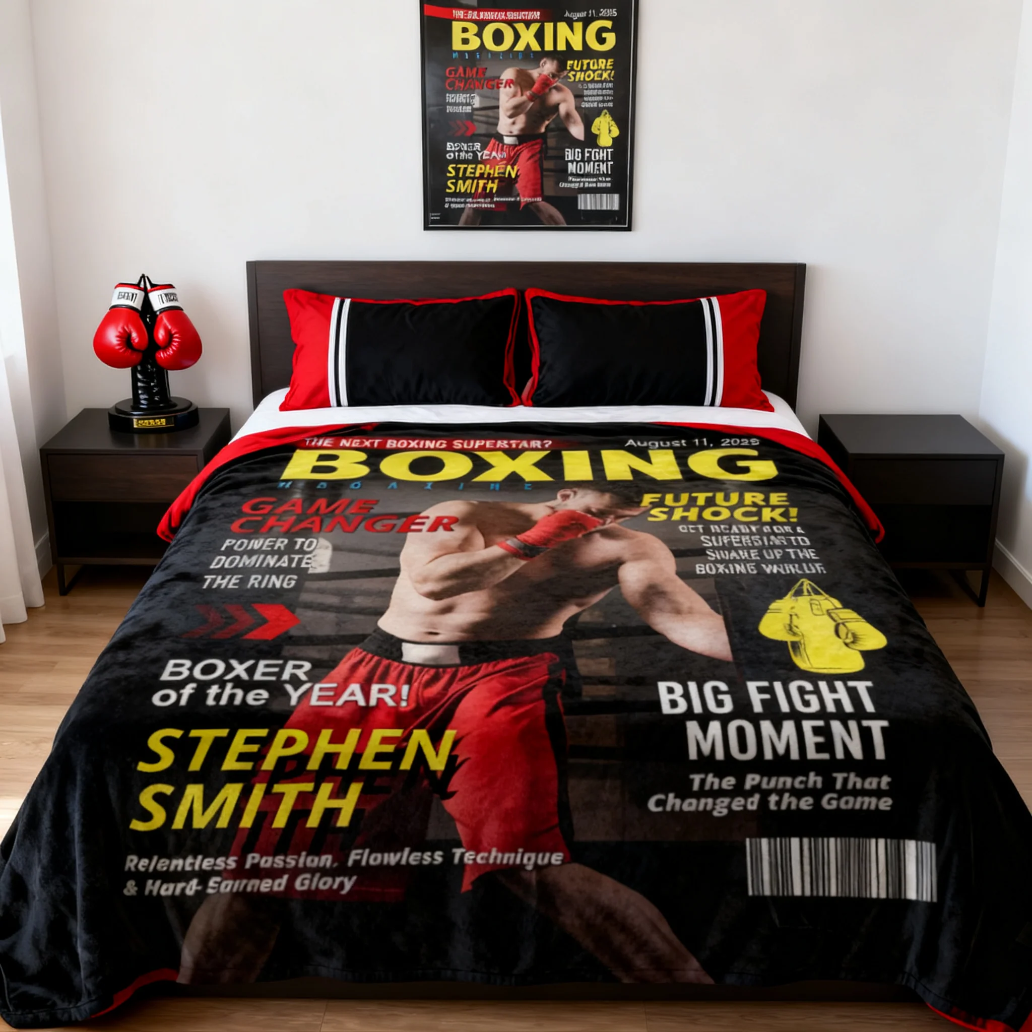 Personalized Boxing Magazine Cover Blanket Boxing Gifts, Boxing Retirement Gift, Boxing Coach Gift, Boxing Lover Gift - Image 3