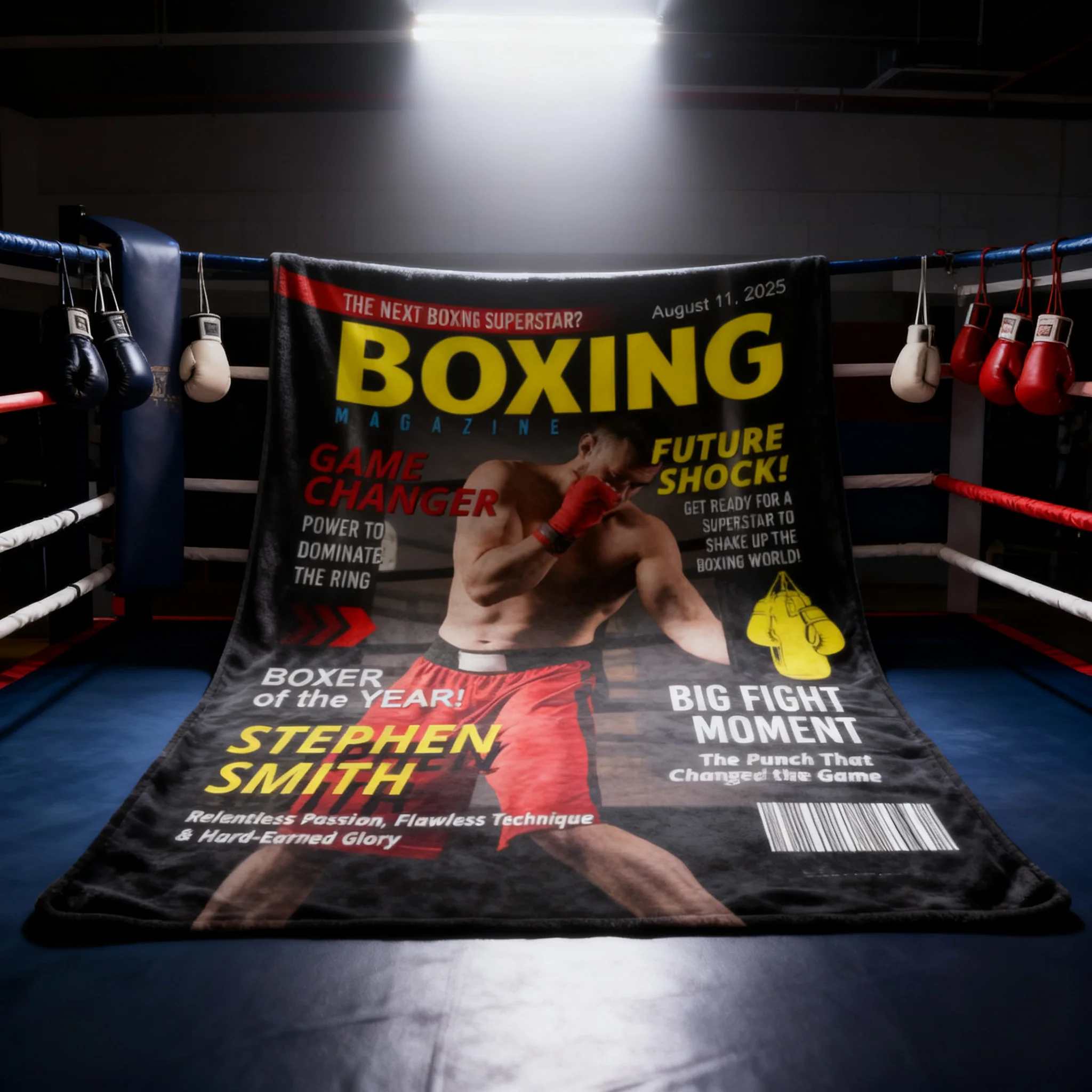 Personalized Boxing Magazine Cover Blanket Boxing Gifts, Boxing Retirement Gift, Boxing Coach Gift, Boxing Lover Gift - Image 4