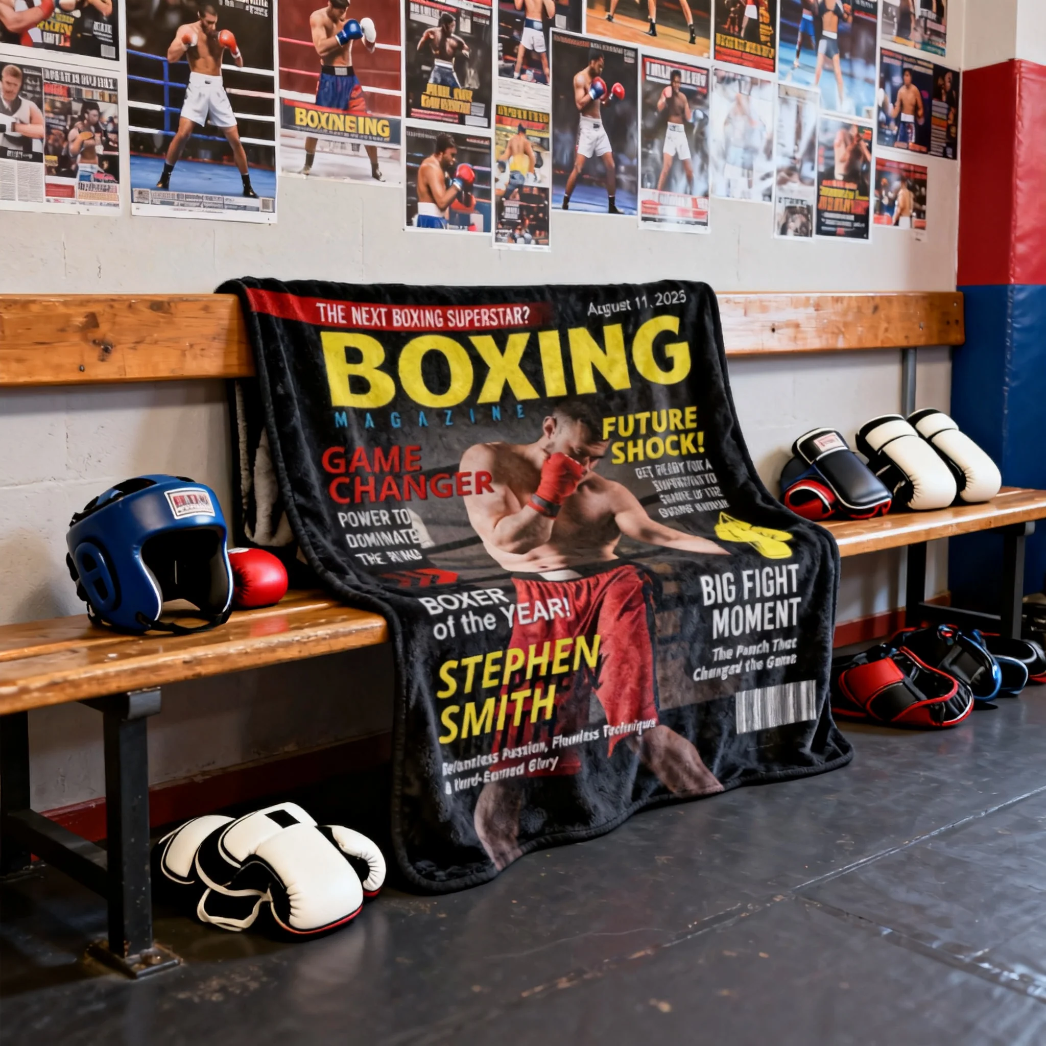 Personalized Boxing Magazine Cover Blanket Boxing Gifts, Boxing Retirement Gift, Boxing Coach Gift, Boxing Lover Gift - Image 5