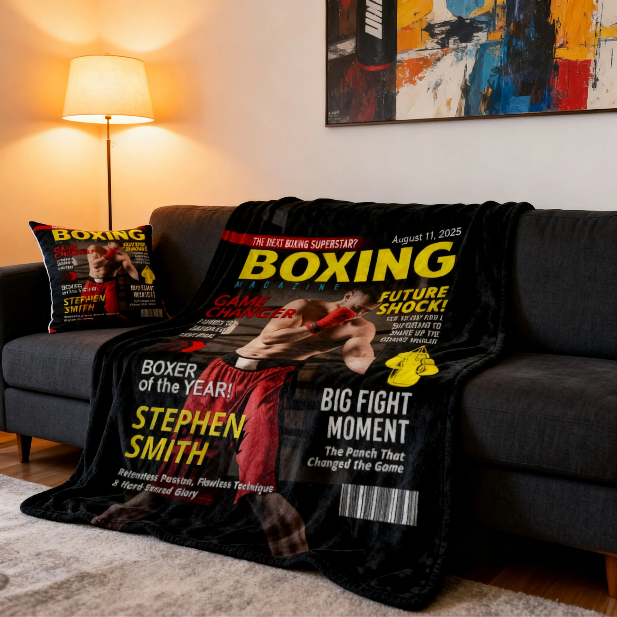 Personalized Boxing Magazine Cover Blanket Boxing Gifts, Boxing Retirement Gift, Boxing Coach Gift, Boxing Lover Gift - Image 6