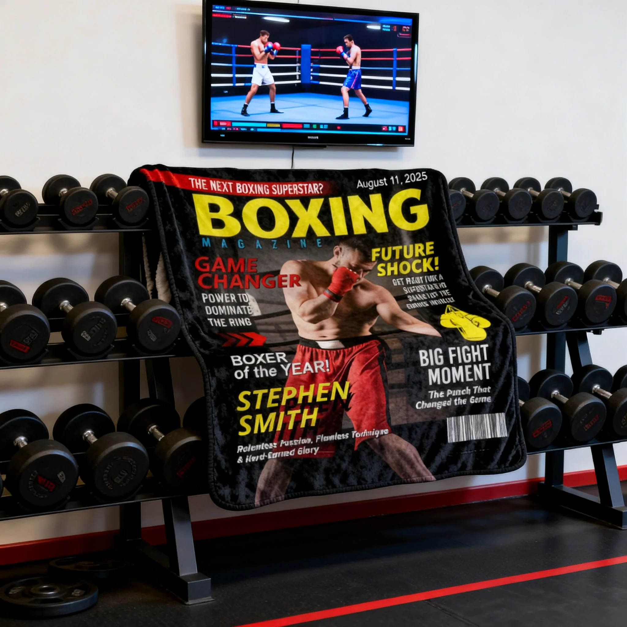Personalized Boxing Magazine Cover Blanket Boxing Gifts, Boxing Retirement Gift, Boxing Coach Gift, Boxing Lover Gift - Image 7
