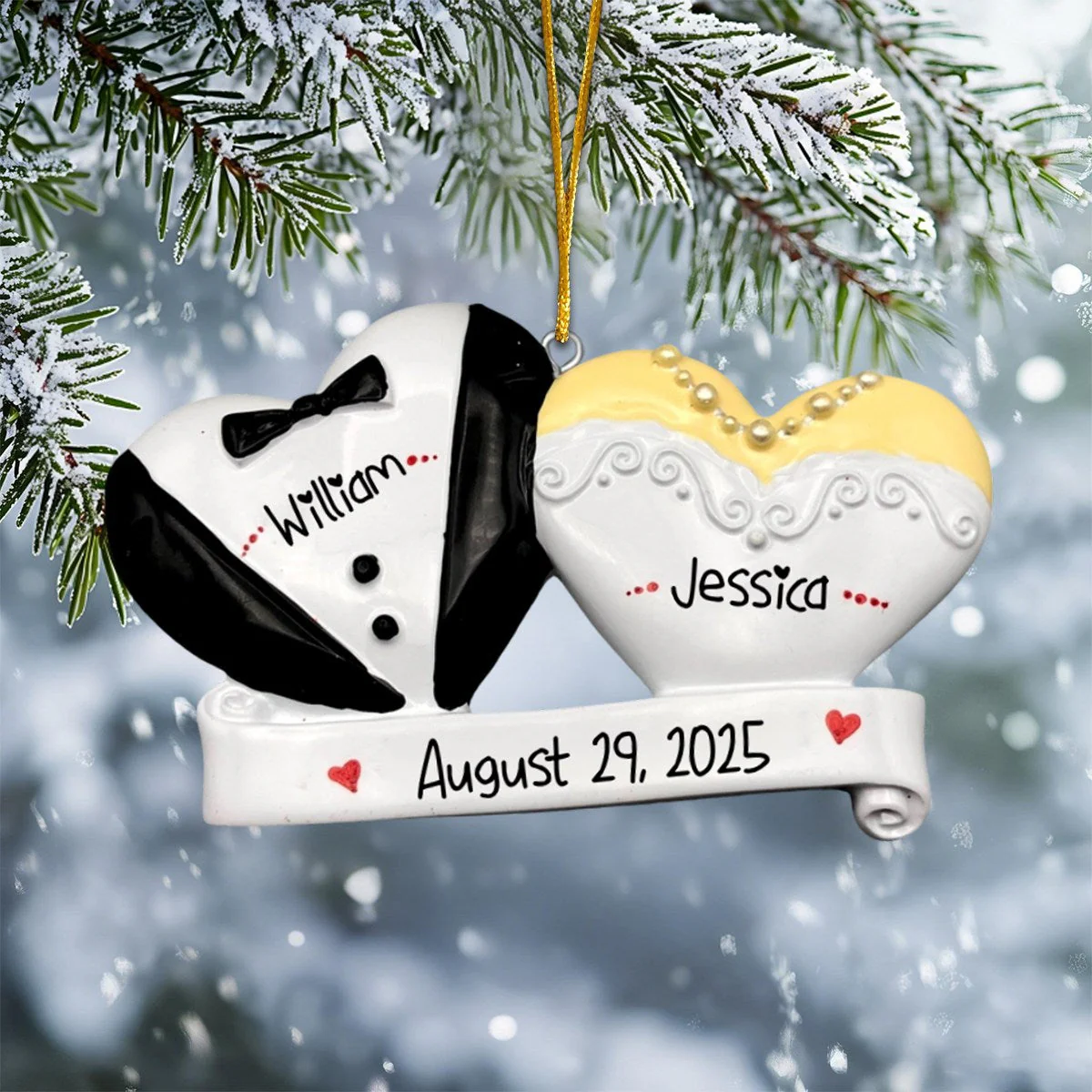 Personalized Bride and Groom Wedding Christmas Ornament, Married Couple Gift - Image 3