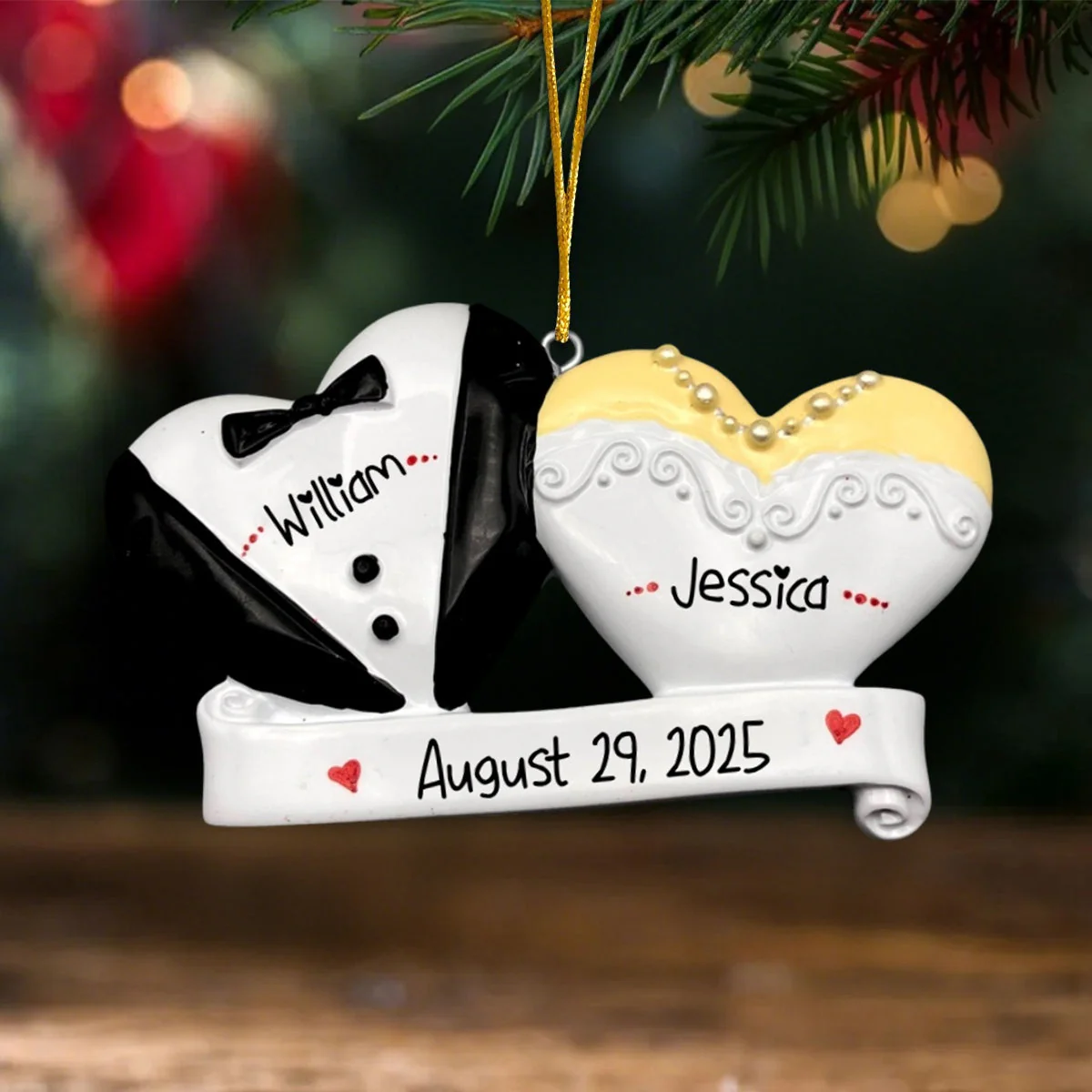 Personalized Bride and Groom Wedding Christmas Ornament, Married Couple Gift - Image 4