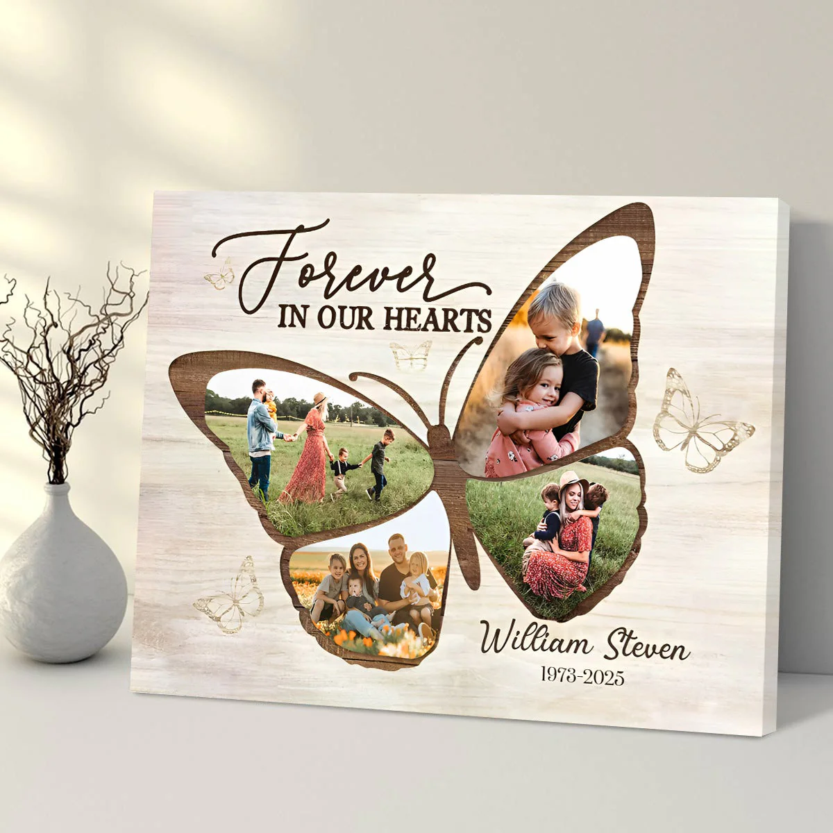 Personalized Butterfly Memorial Gifts, Memorial Gifts for Loss of Mother, In Loving Memory Canvas Poster - Image 5