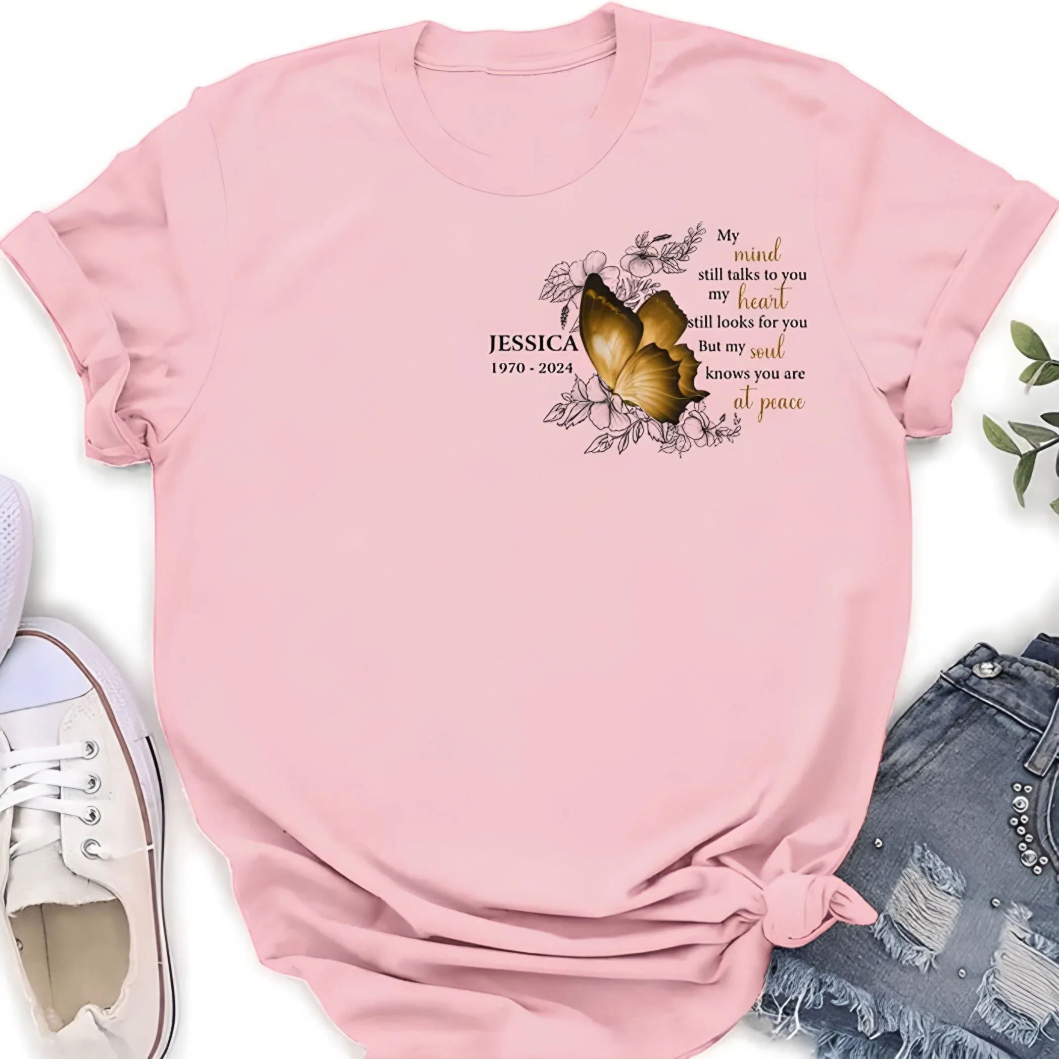 Personalized Butterfly Memorial T Shirt - Mother's Day Gift - Image 2