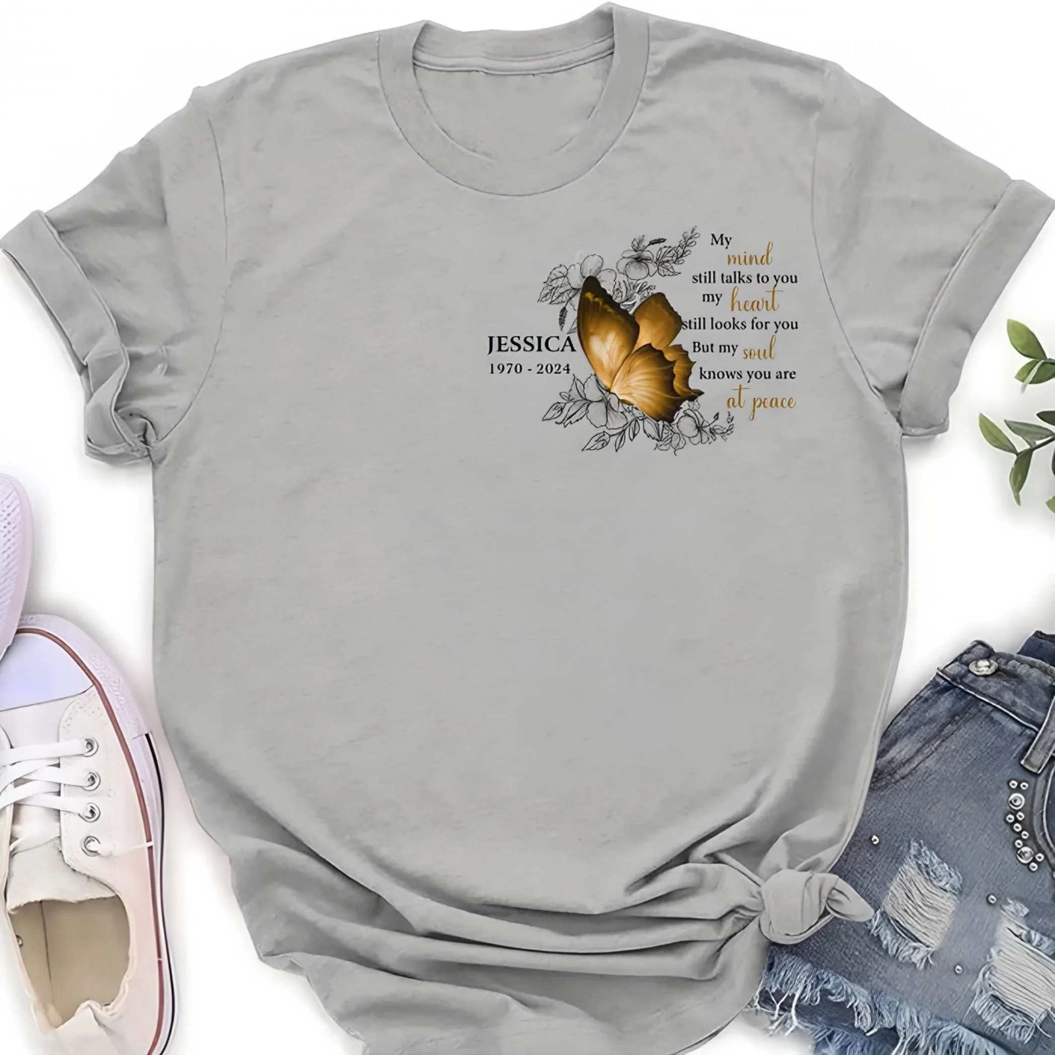 Personalized Butterfly Memorial T Shirt - Mother's Day Gift - Image 3