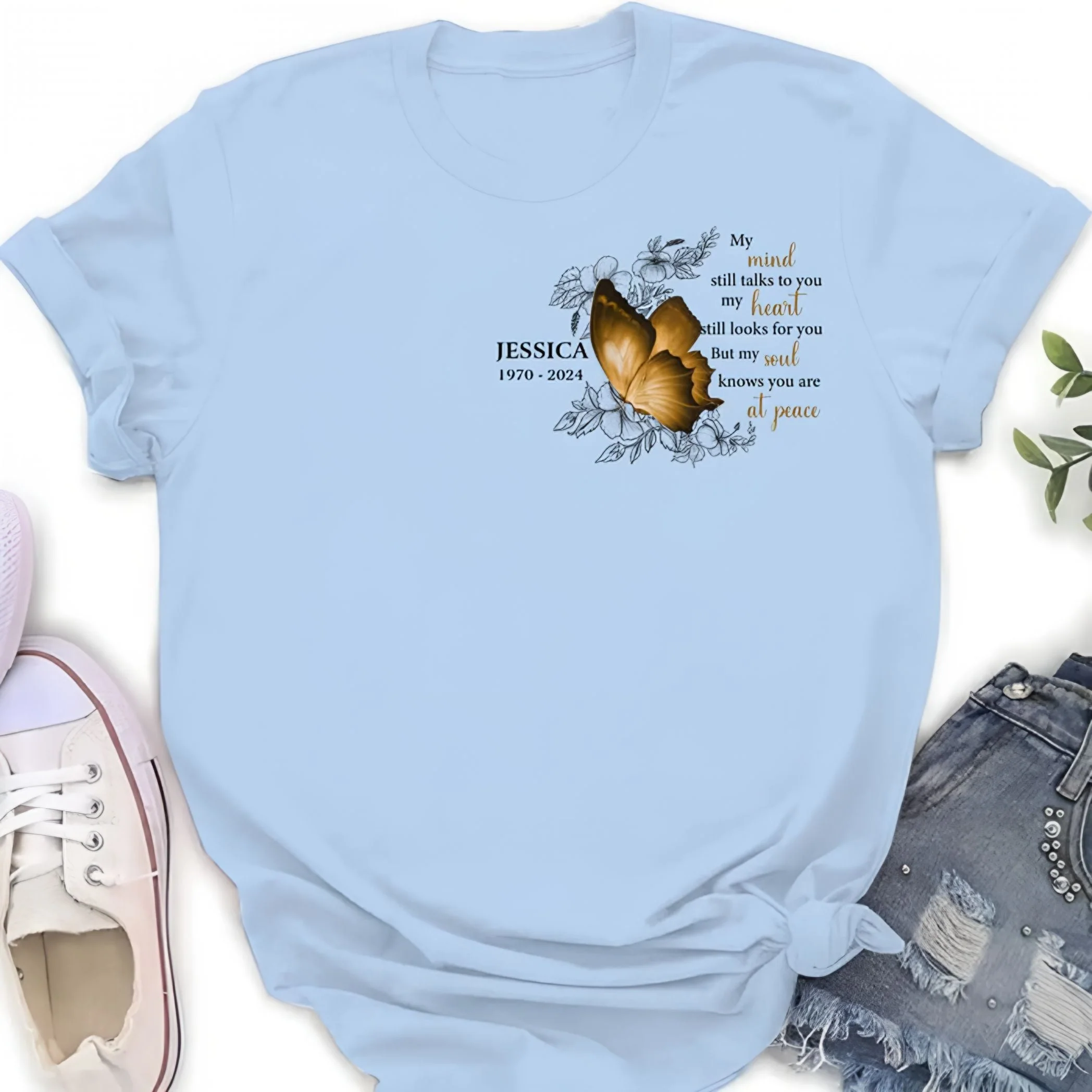 Personalized Butterfly Memorial T Shirt - Mother's Day Gift - Image 4