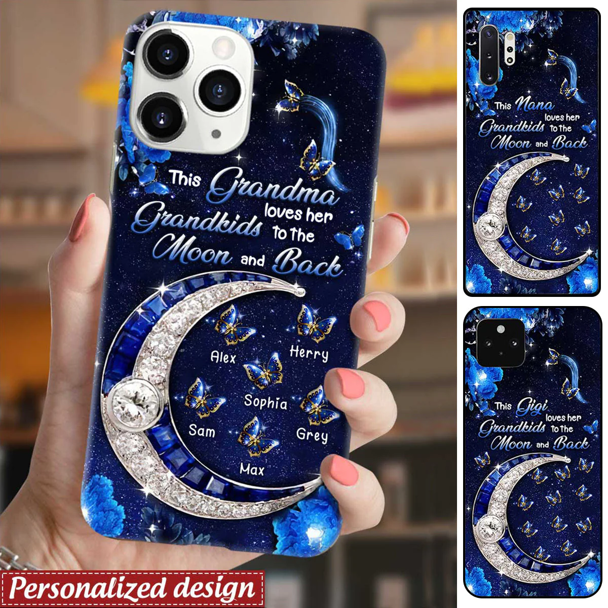 Personalized Butterfly Phone case, This Grandma Loves Her Grandkids To The Moon And Back