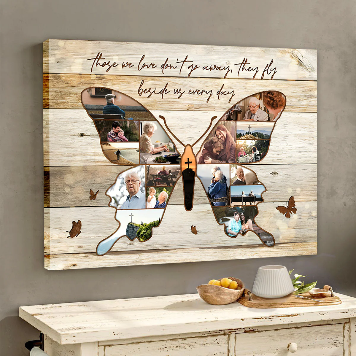 Personalized Butterfly Photo Collage Canvas Poster Memorial Gift - Image 2