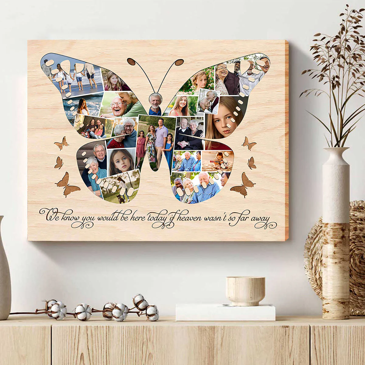 Personalized Butterfly Photo Collage Canvas Poster, Memorial Gifts With Photo - Image 2