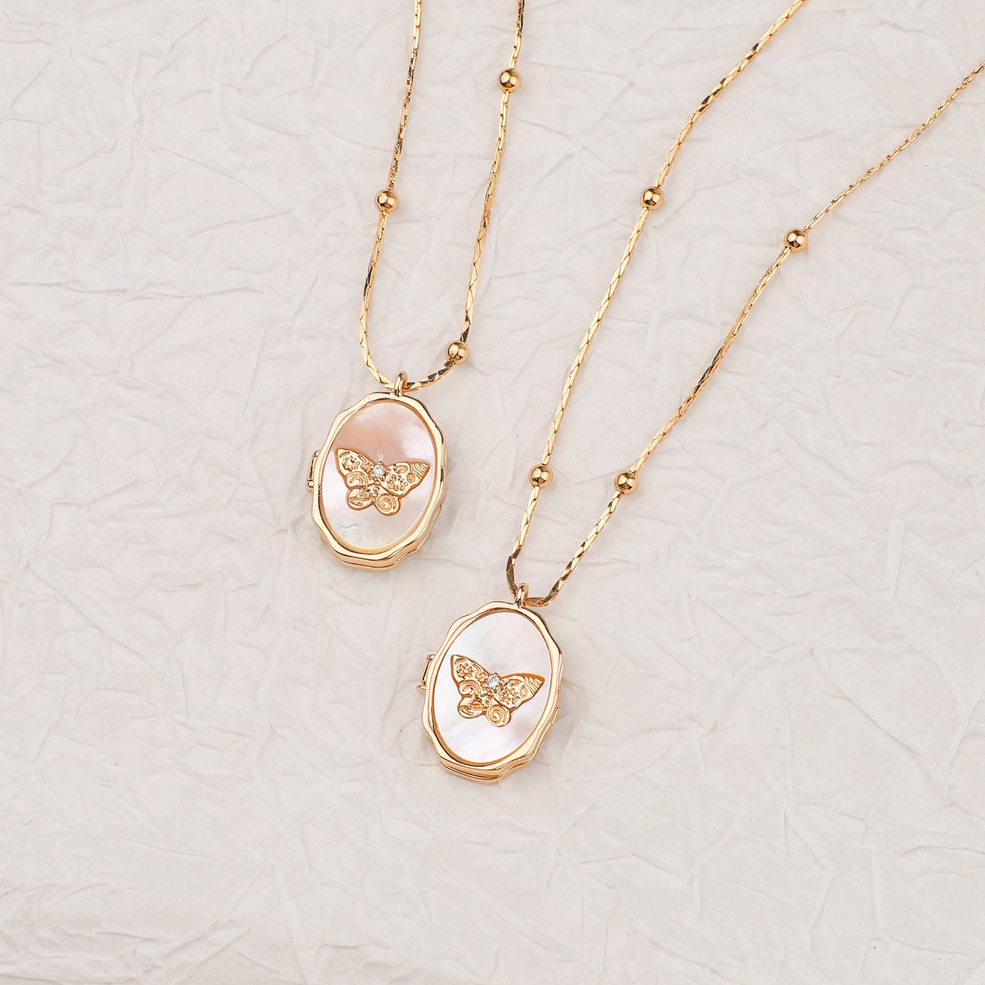 Personalized Butterfly Shell Photo Locket Necklace,Memorial Jewelry - Image 5