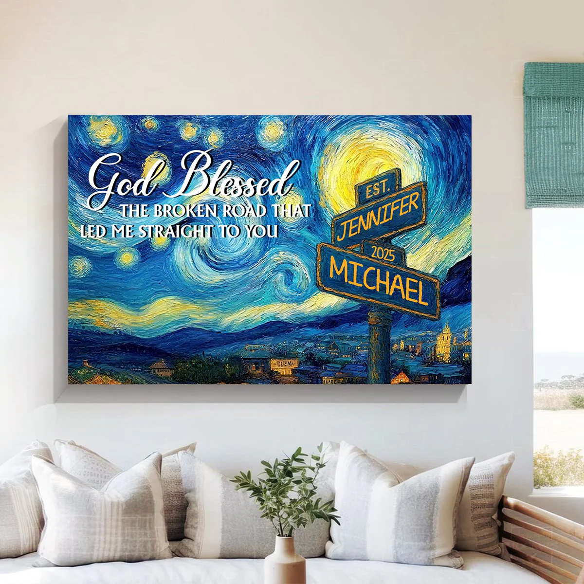 Personalized Canvas Poster Wall Art with Road Sign Design Wonderful Present for Couples - Image 3
