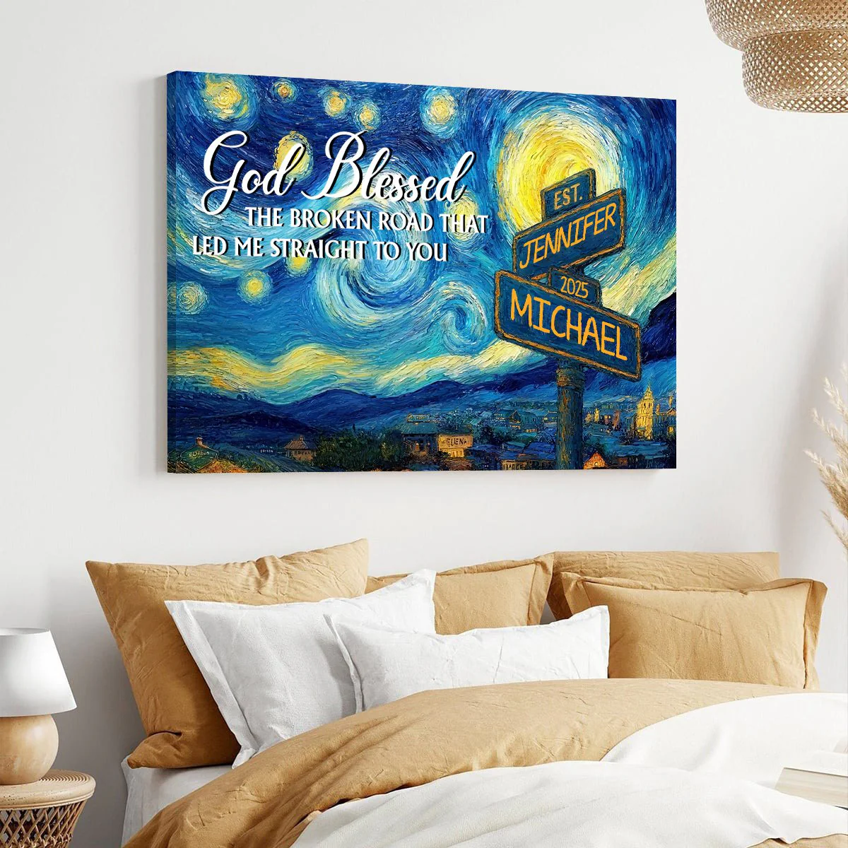 Personalized Canvas Poster Wall Art with Road Sign Design Wonderful Present for Couples - Image 4