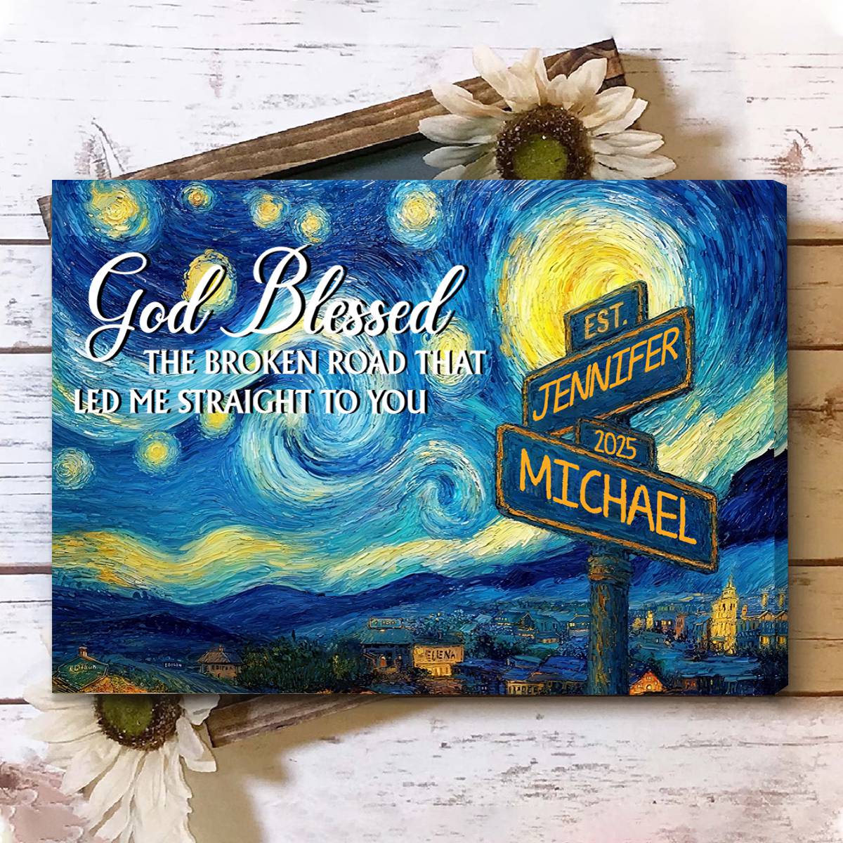 Personalized Canvas Poster Wall Art with Road Sign Design Wonderful Present for Couples - Image 5