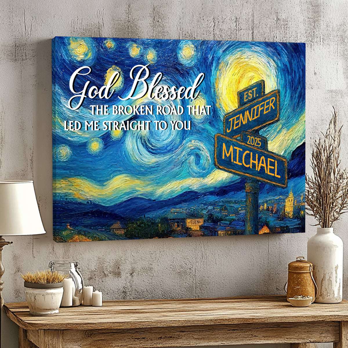 Personalized Canvas Poster Wall Art with Road Sign Design Wonderful Present for Couples - Image 7
