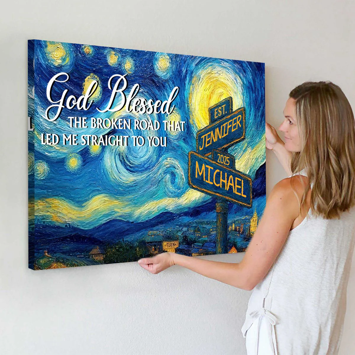 Personalized Canvas Poster Wall Art with Road Sign Design Wonderful Present for Couples - Image 8