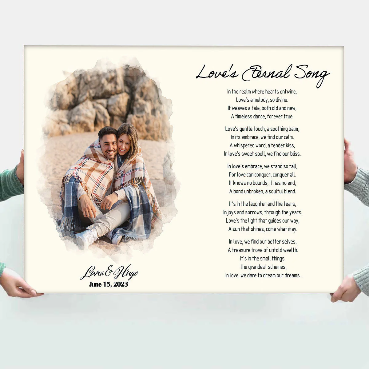 Personalized Canvas Print Poster With Poem | Lyrics Wall Art With Custom Photo | Couple Anniversary Gift - Image 4
