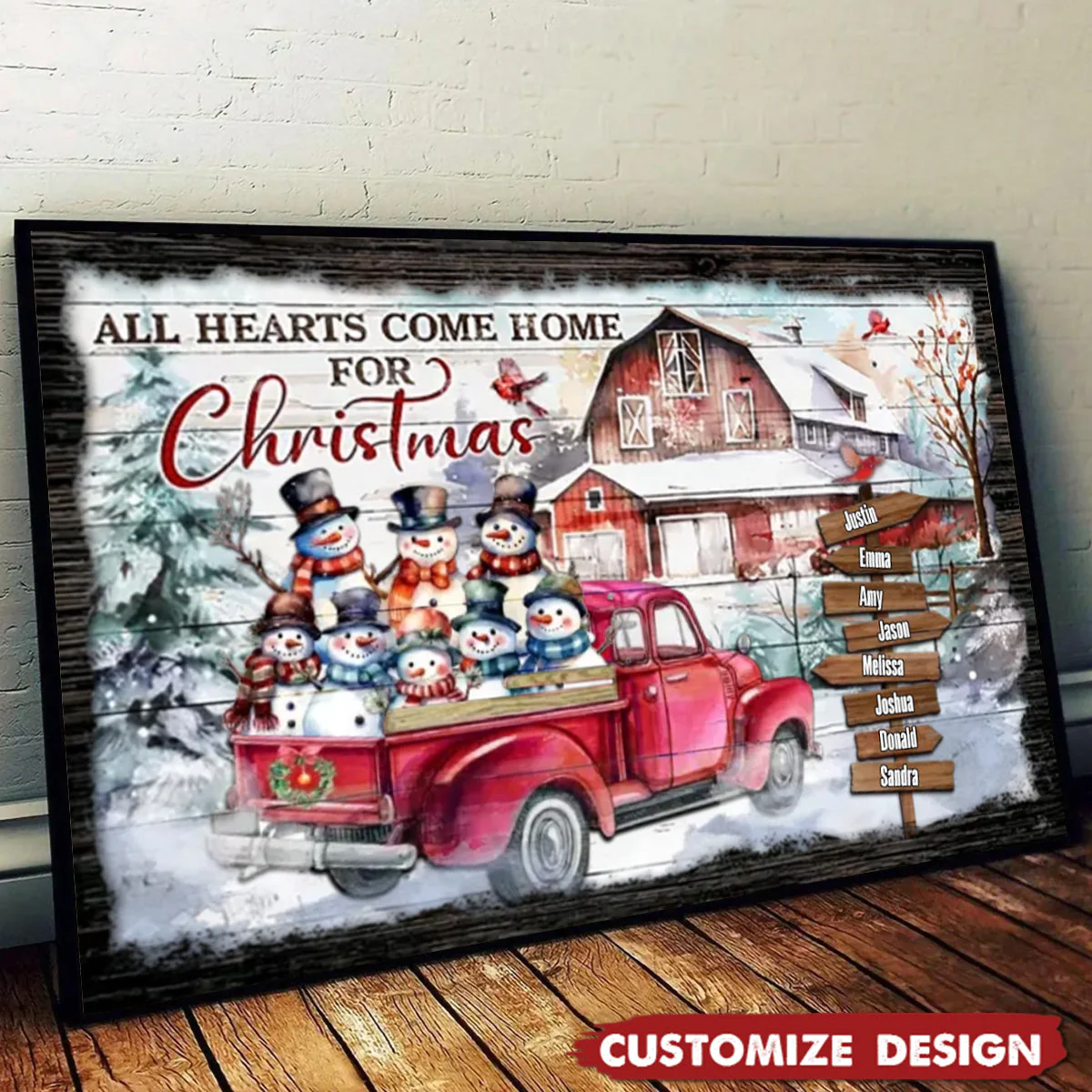 Personalized Canvas Prints - Christmas Barn With Snowmen, All Heart Come Home Dem Canvas - Image 3
