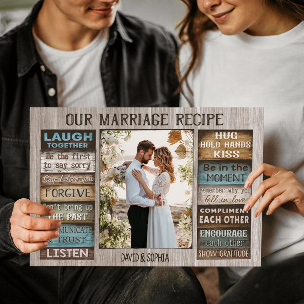 Personalized Canvas Prints Custom Couple Photo and Name - For Our Forever Love - Image 2
