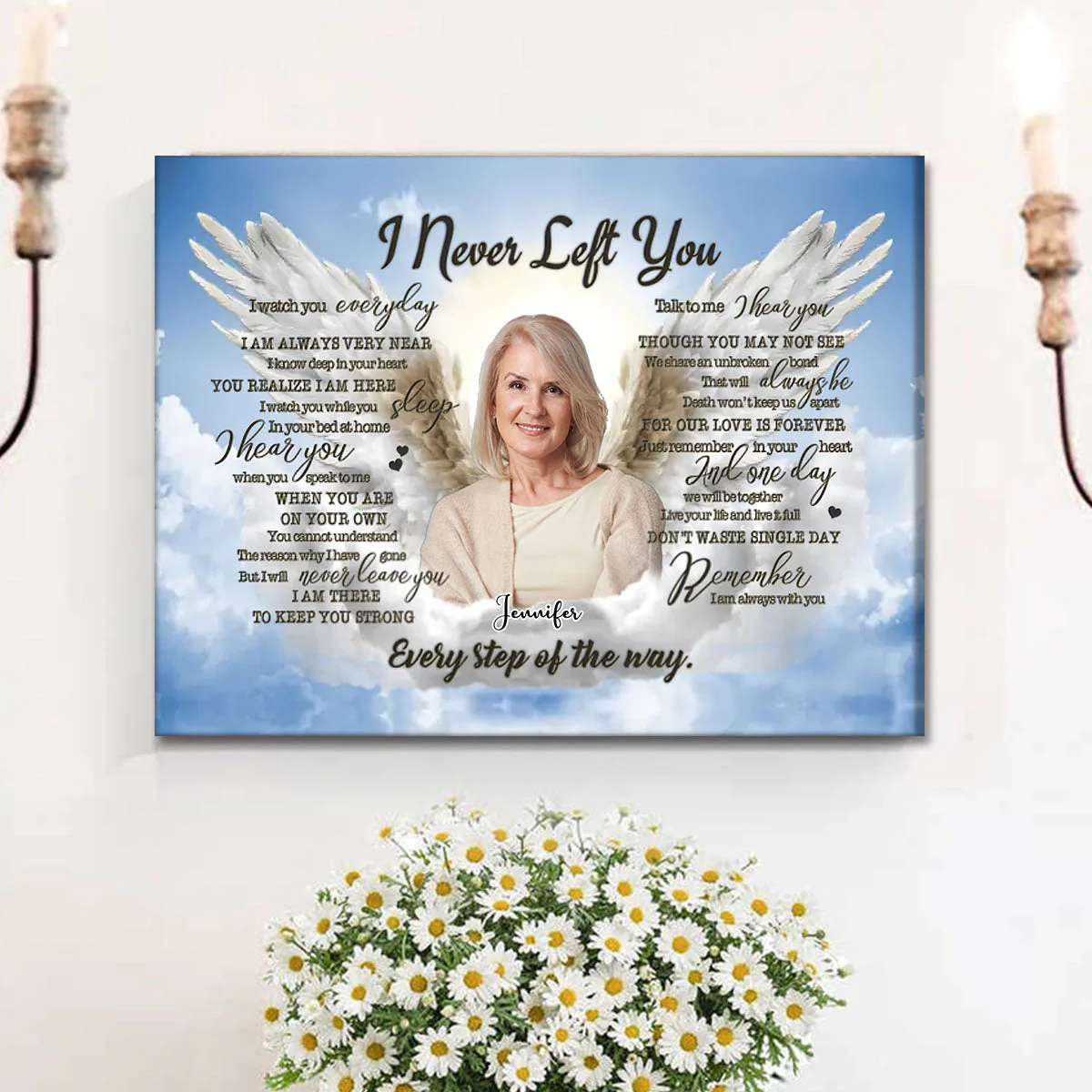 Personalized Canvas Prints, Custom Photo And Name, Memorial Gift, Sympathy Gifts, Angel Portrait Blue Sky - Image 2