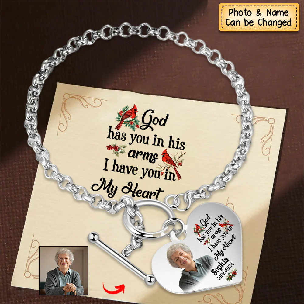 Personalized Cardinal Heart Bracelet - I'm Always With You - Memorial Gift - Image 2