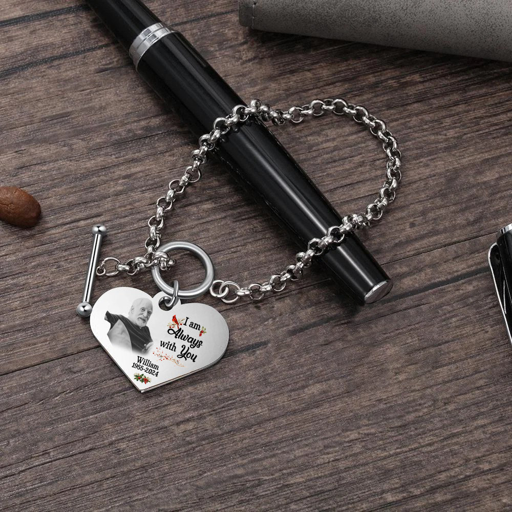 Personalized Cardinal Heart Bracelet - I'm Always With You - Memorial Gift - Image 5